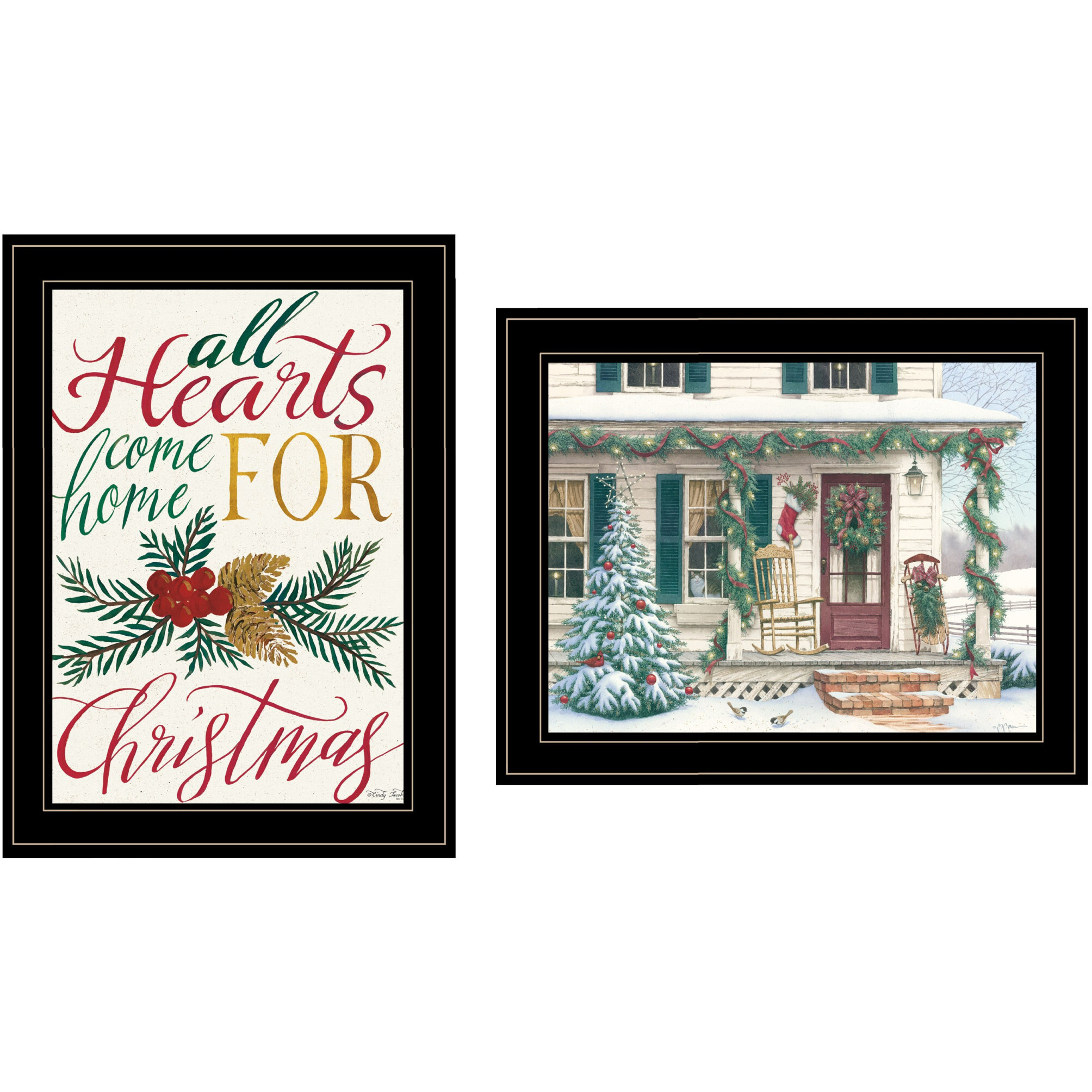 Set Of Two come Home For christmas 2 Black Framed Print Wall Art