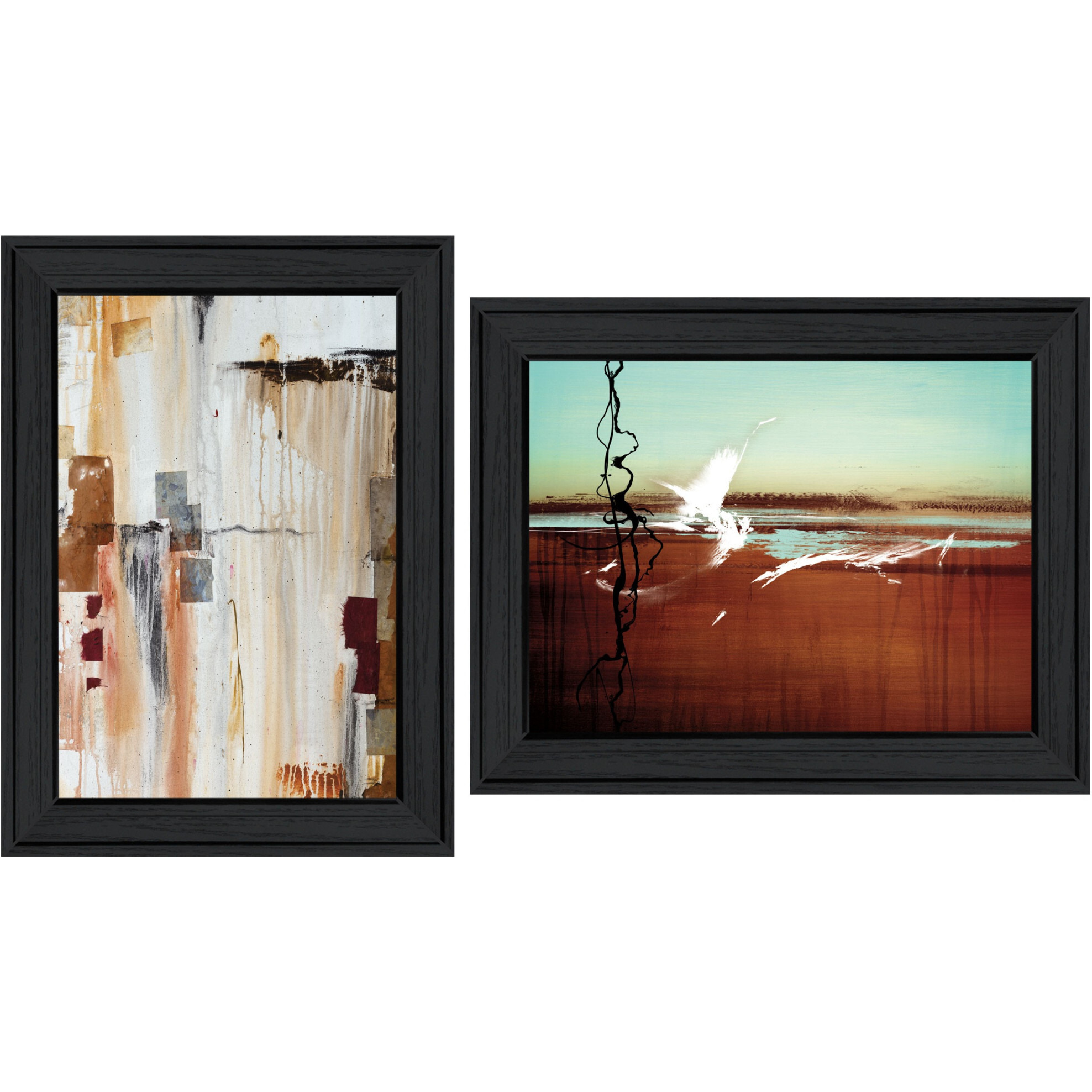 Set Of Two Abstract Flight 2 Black Framed Print Wall Art