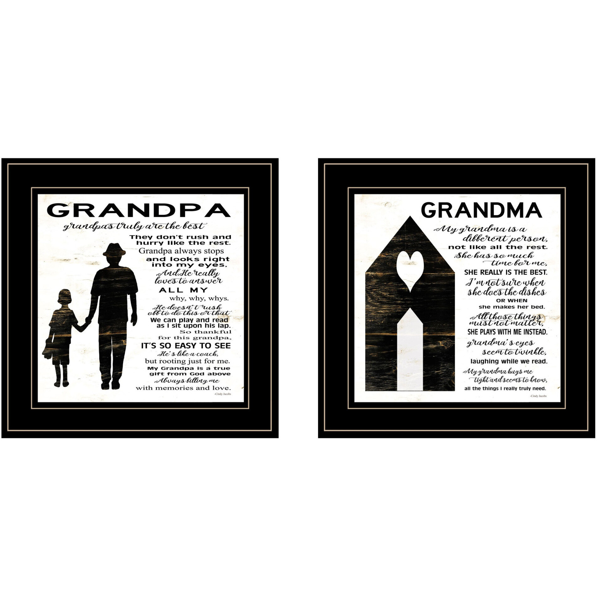 Set Of Two My grandparents Are The Best 1 Black Framed Print Wall Art