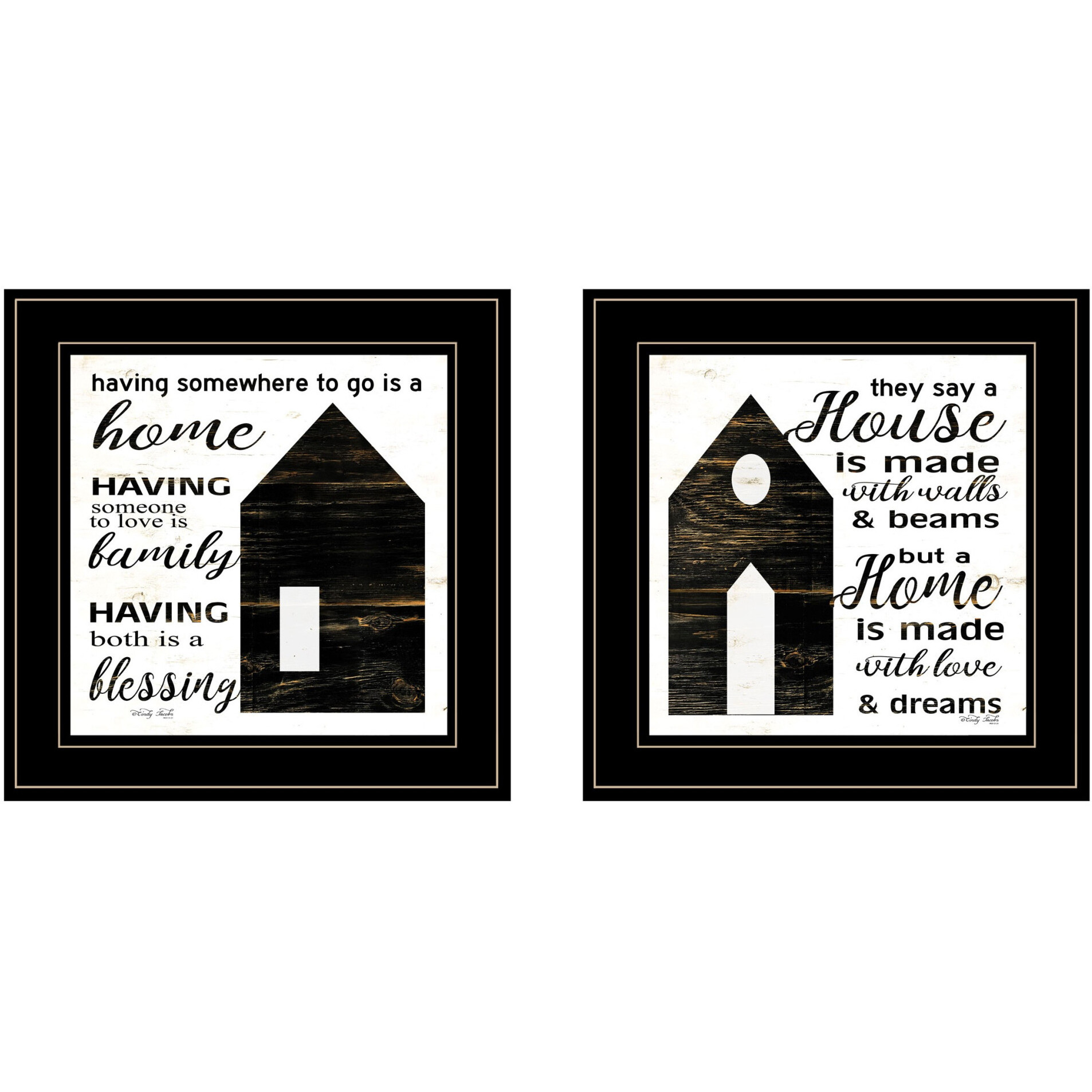 Set Of Two House Or Blessing Black Framed Print Wall Art