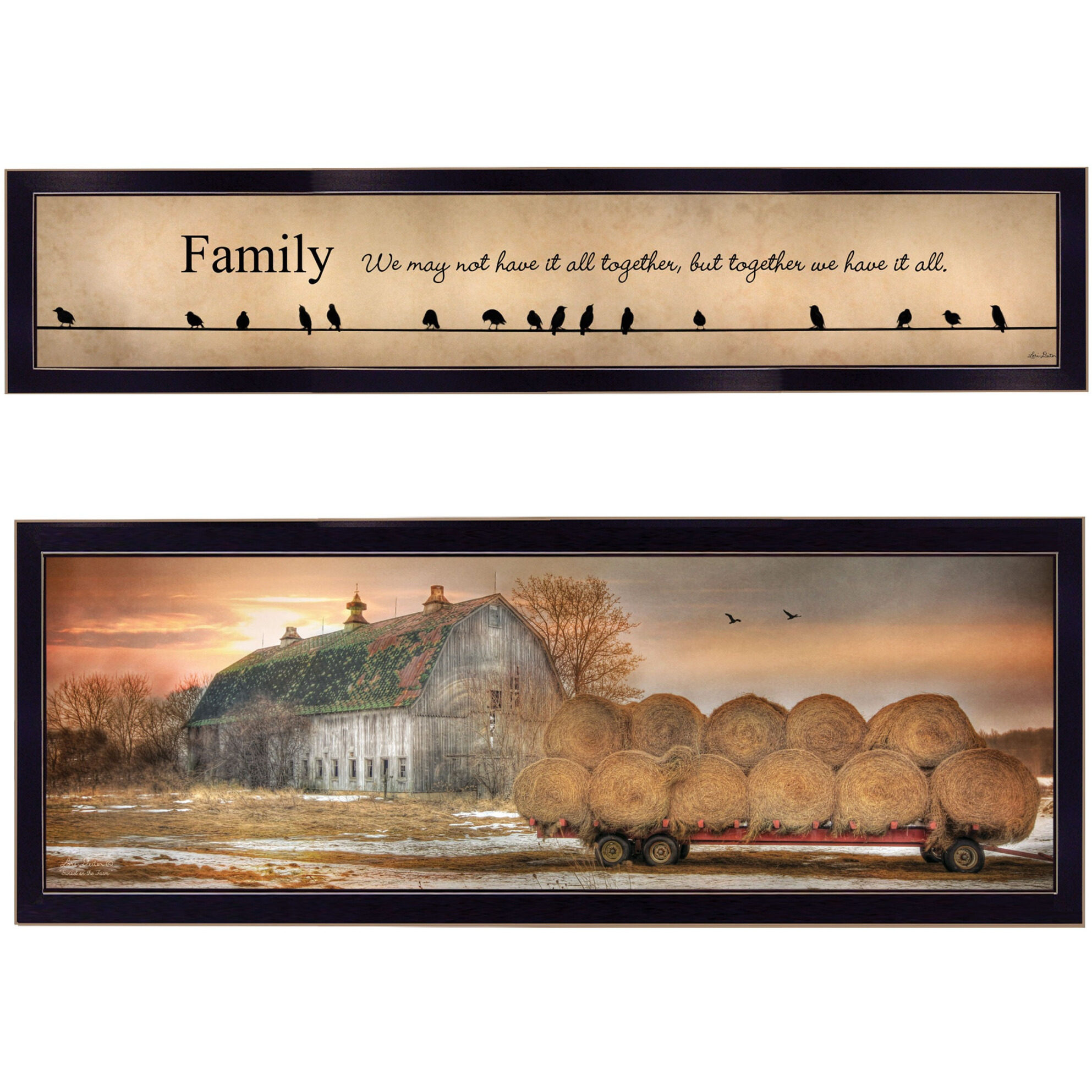 Set Of Two Together Blessed We Have It All 2 Black Framed Print Wall Art
