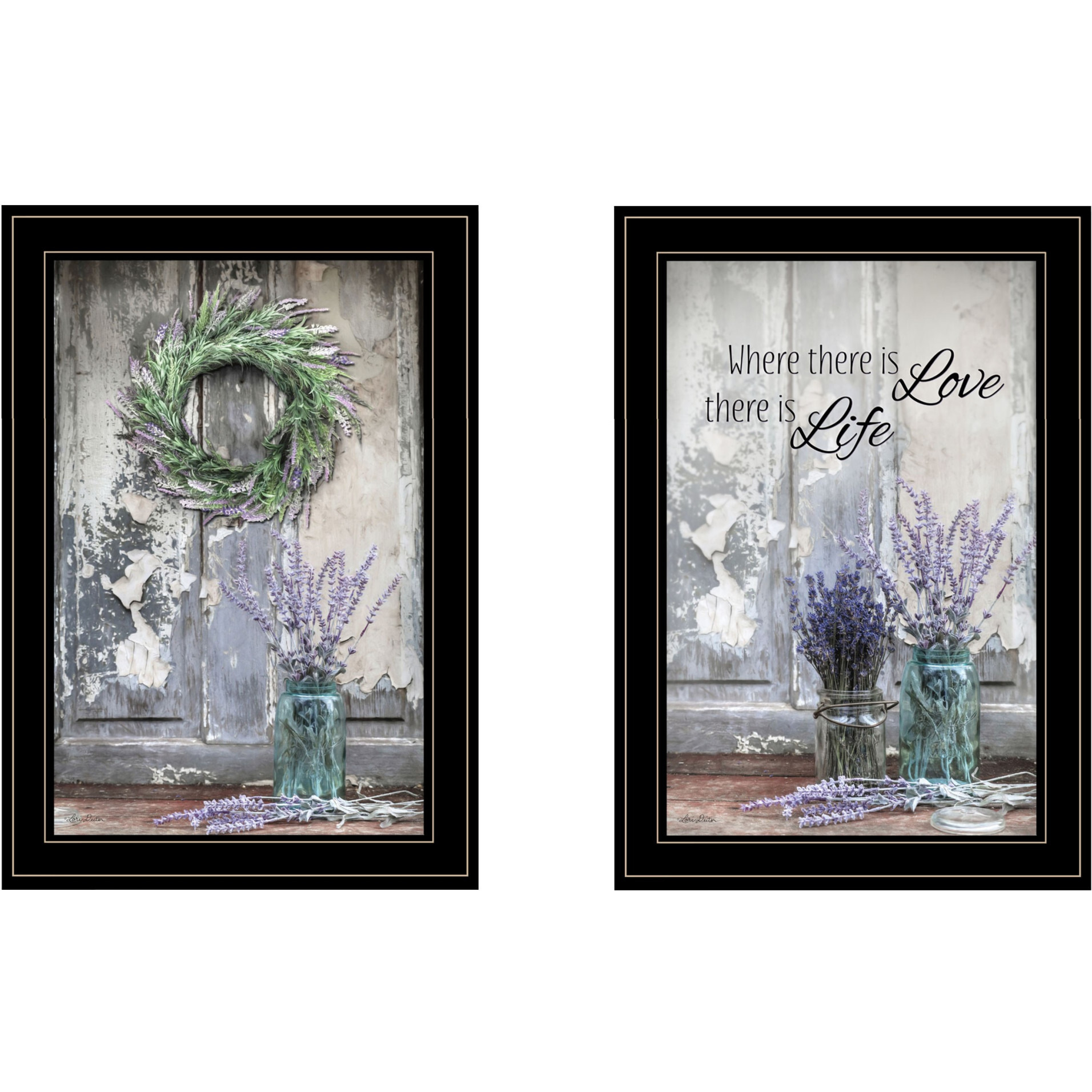 Set Of Two Where There Is Love 2 Black Framed Print Wall Art