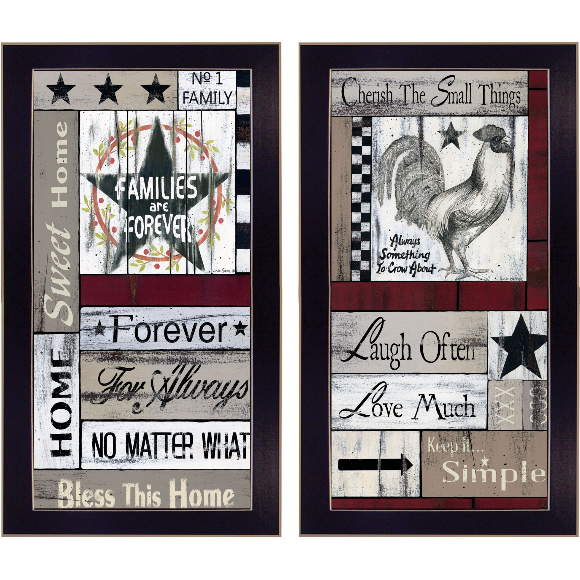 Set Of Two Family Wisdom cherish The Small Things Black Framed Print Wall Art