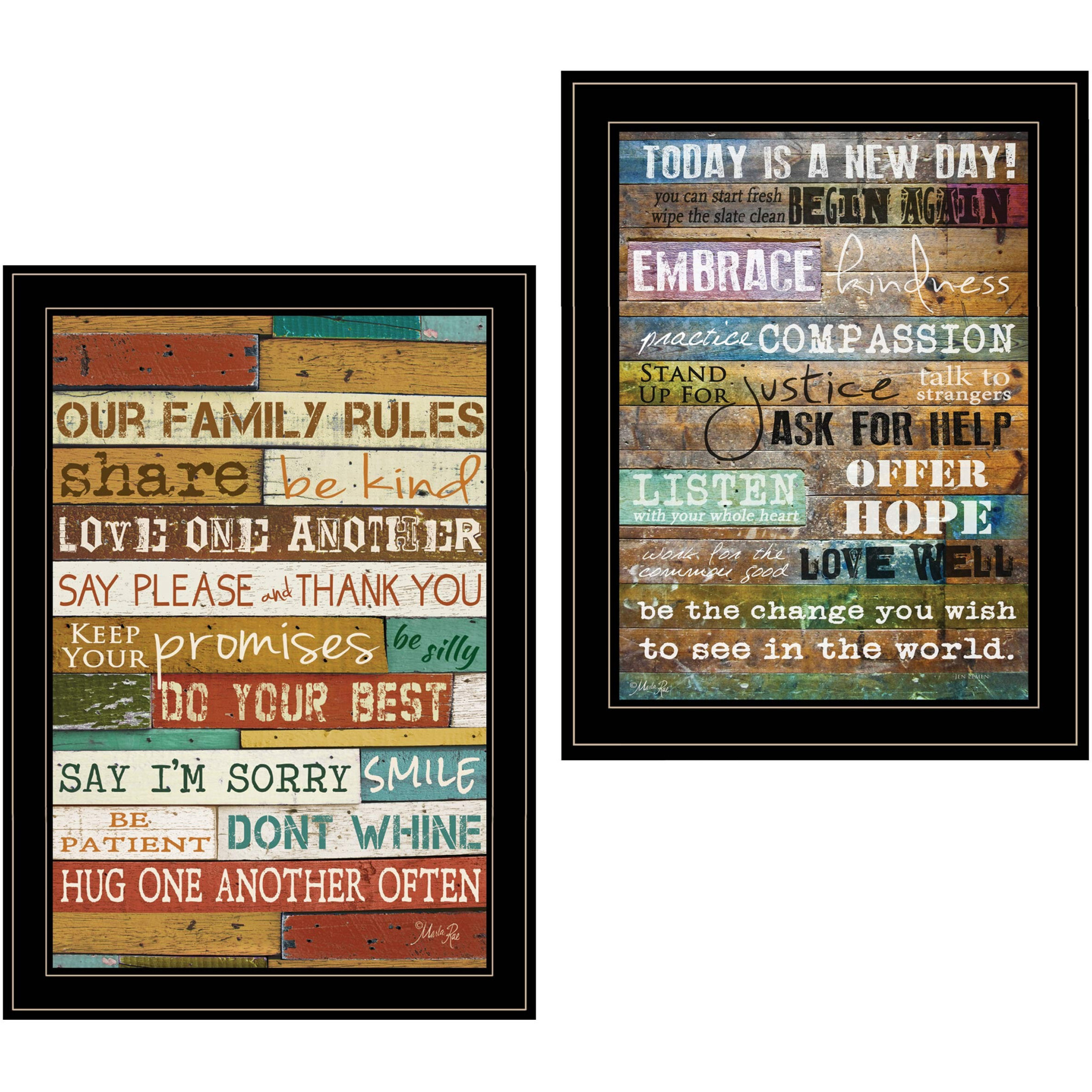 Set Of Two Today Is 2 Black Framed Print Wall Art
