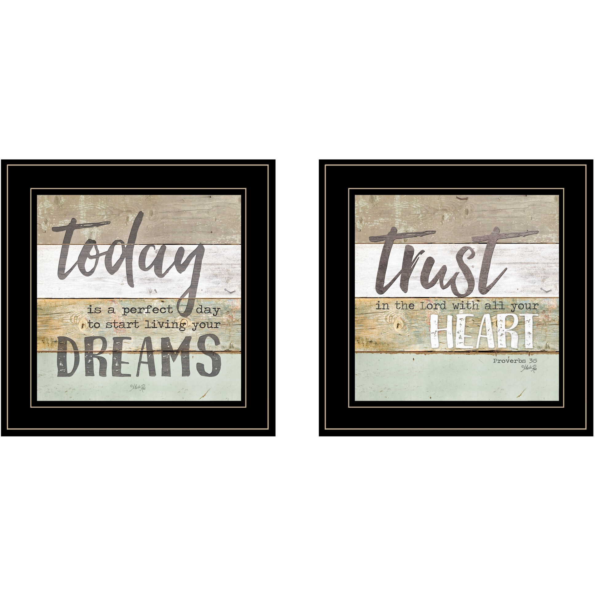 Set Of Two Trust In The Lord Black Framed Print Wall Art