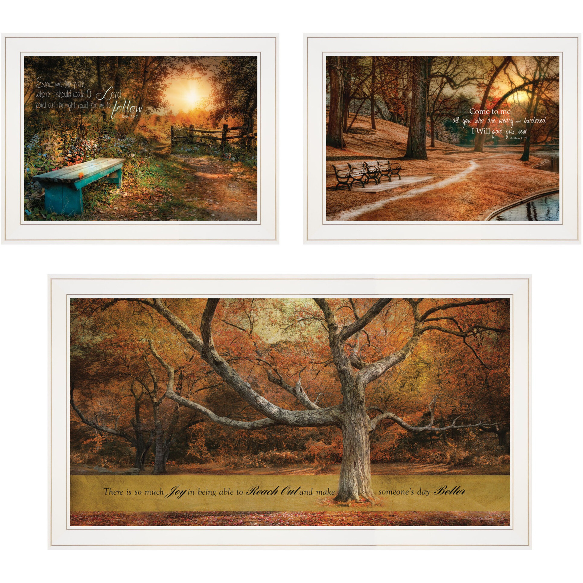 Set Of Three Tranquil Spaces 1 White Framed Print Wall Art