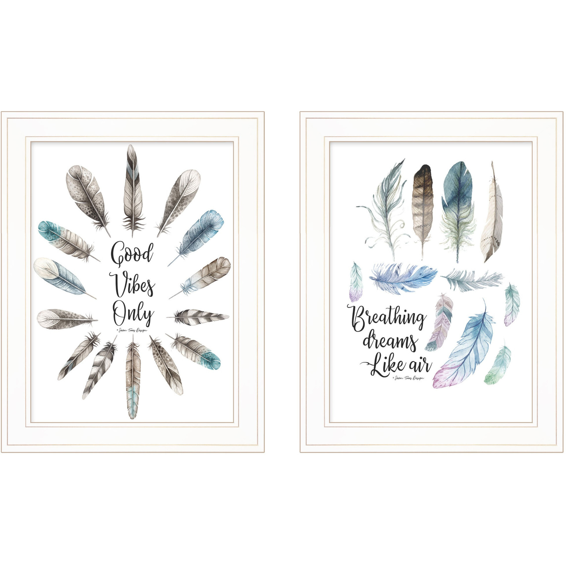 Set Of Two good Vibes 1 White Framed Print Wall Art