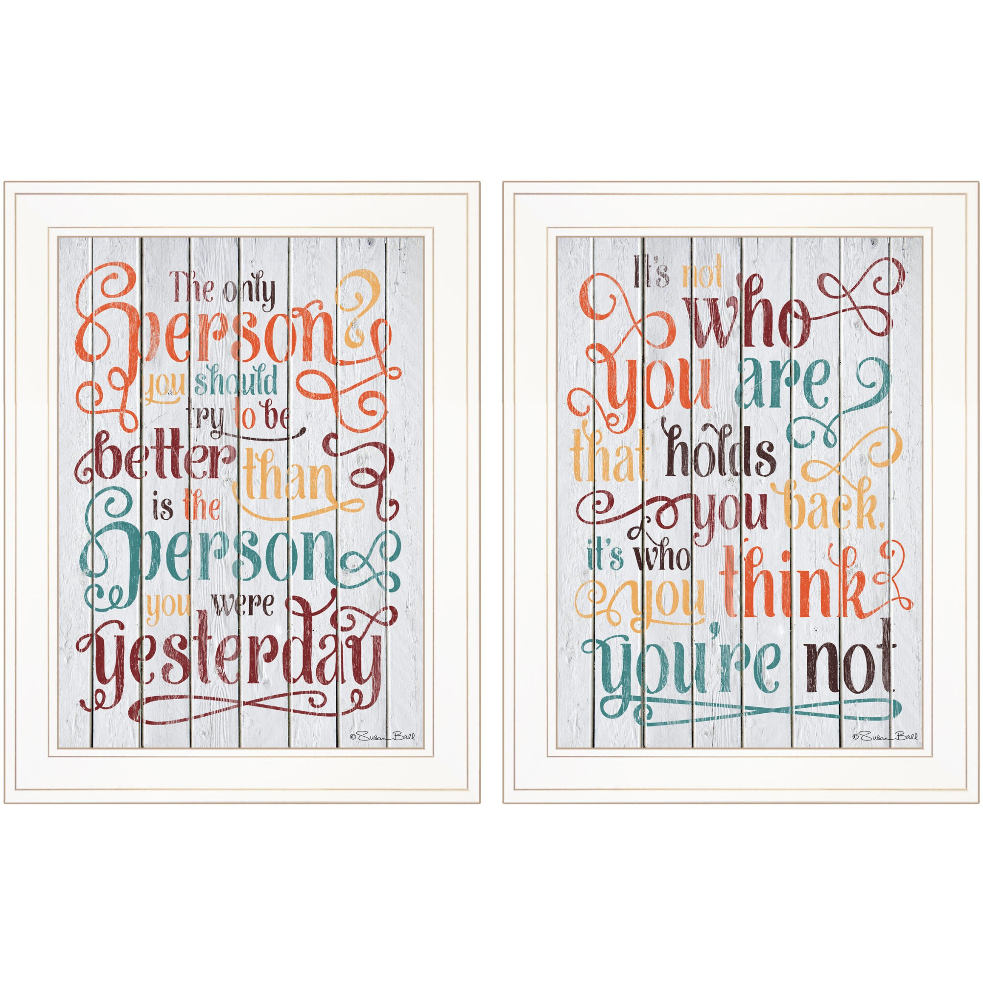 Set Of Two The Only Person 1 White Framed Print Wall Art