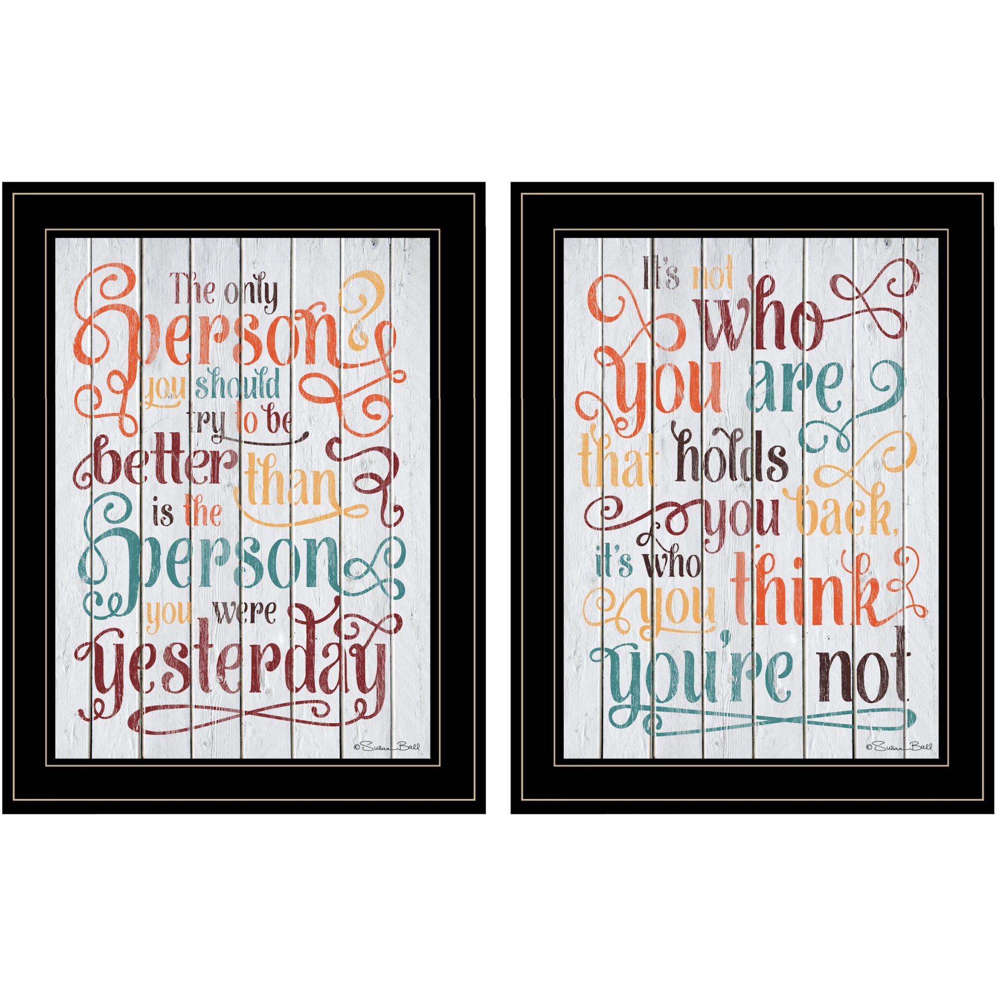 Set Of Two The Only Person 2 Black Framed Print Wall Art