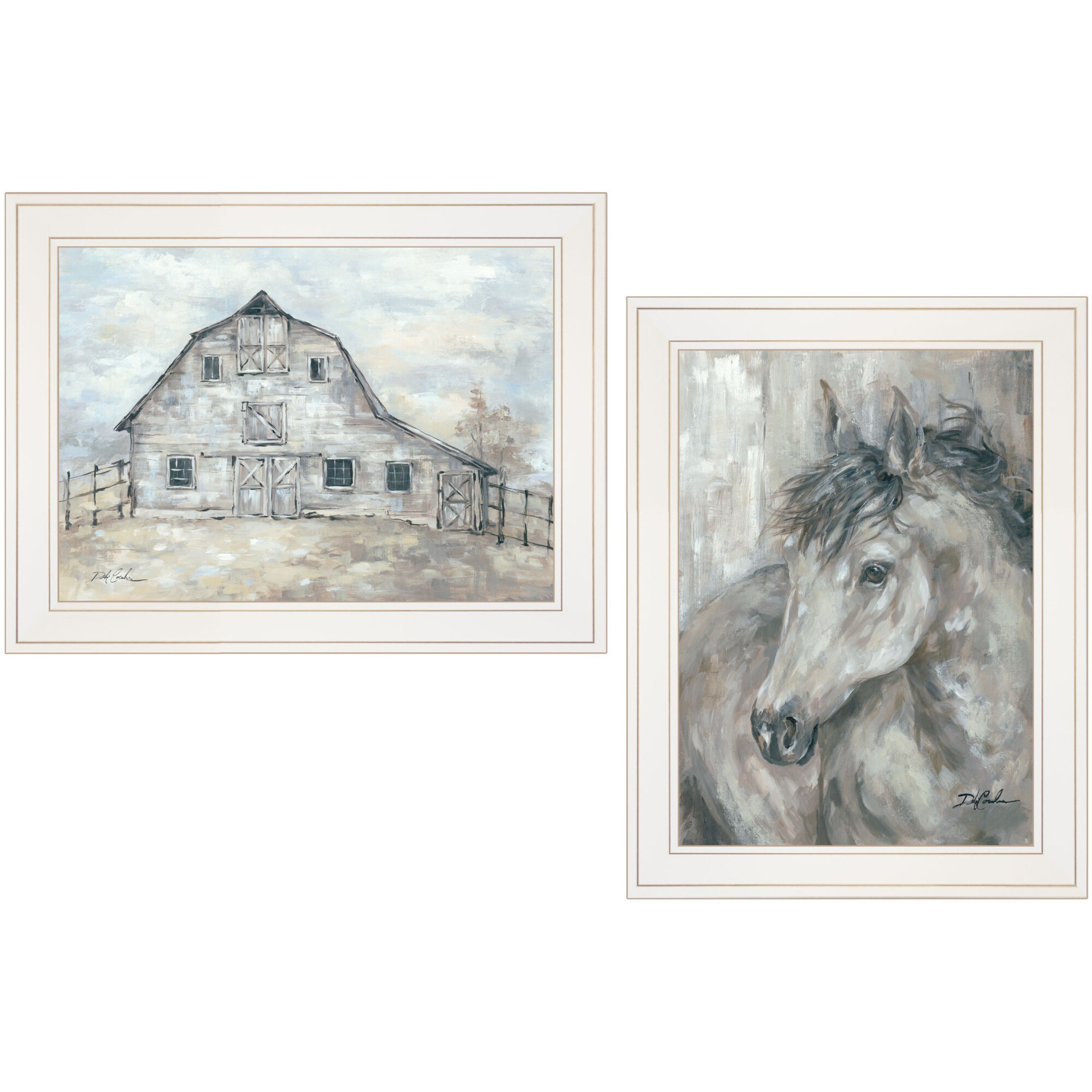 Set Of Two True Spirit Horses 1 White Framed Print Wall Art