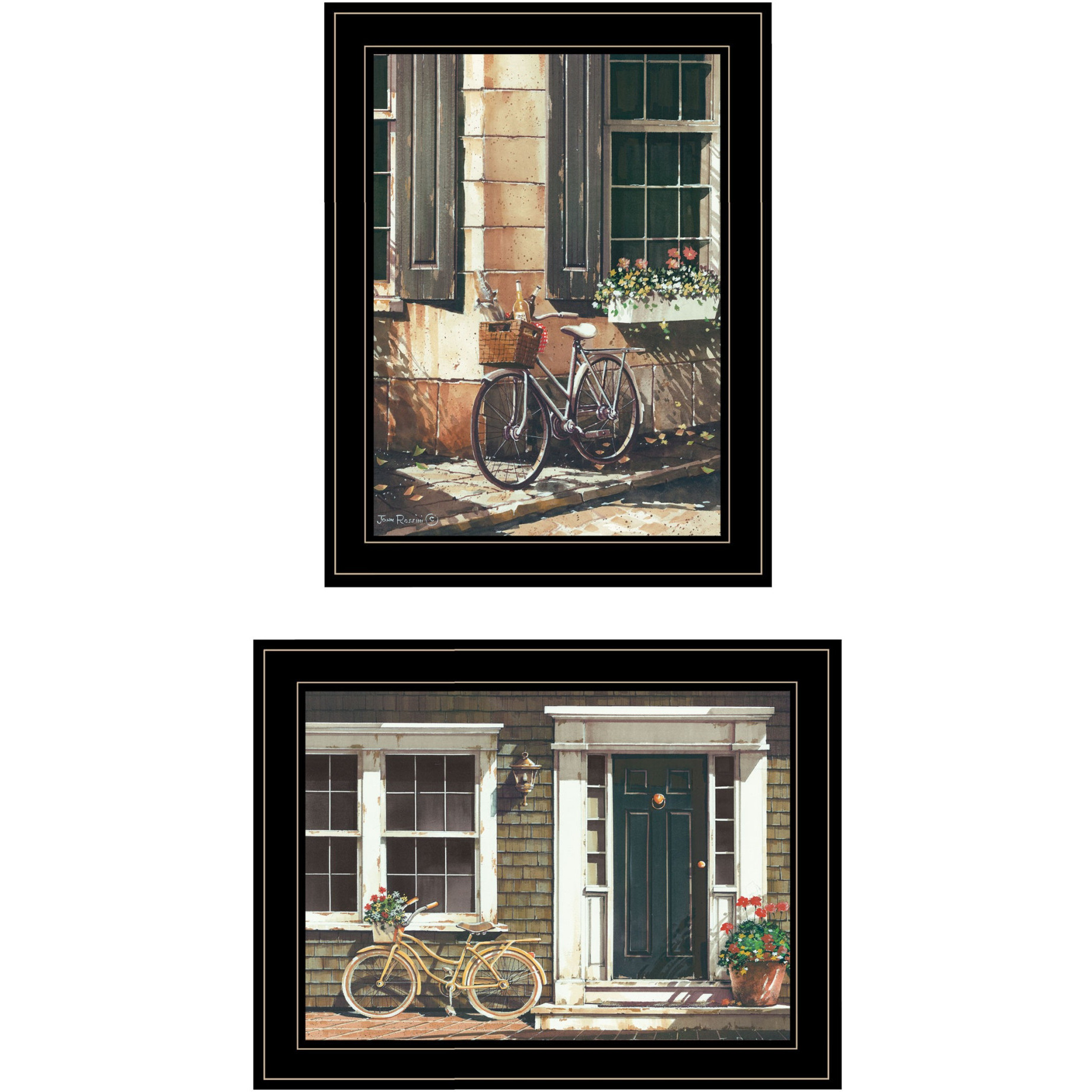 Set Of Two A Picnic getaway 2 Black Framed Print Wall Art