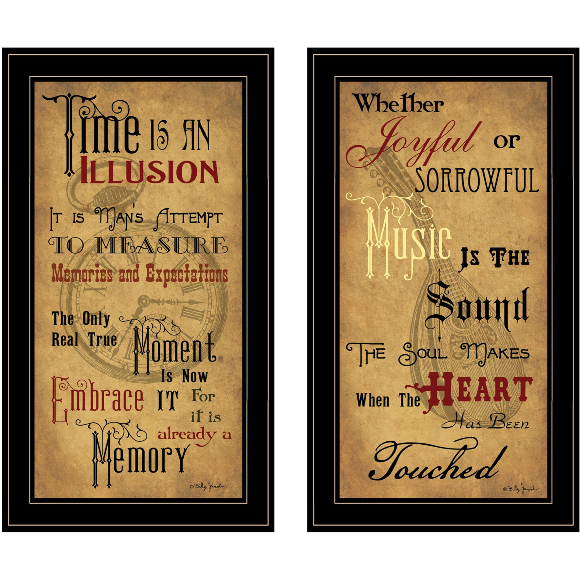 Set Of Two Joyful 2 Black Framed Print Wall Art
