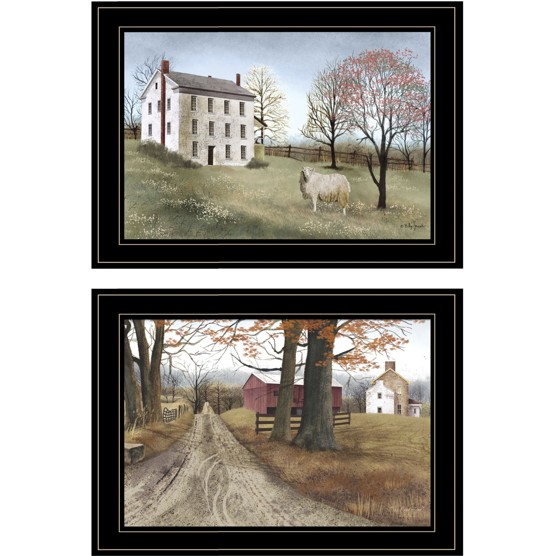 Set Of Two The Road Home 2 Black Framed Print Wall Art