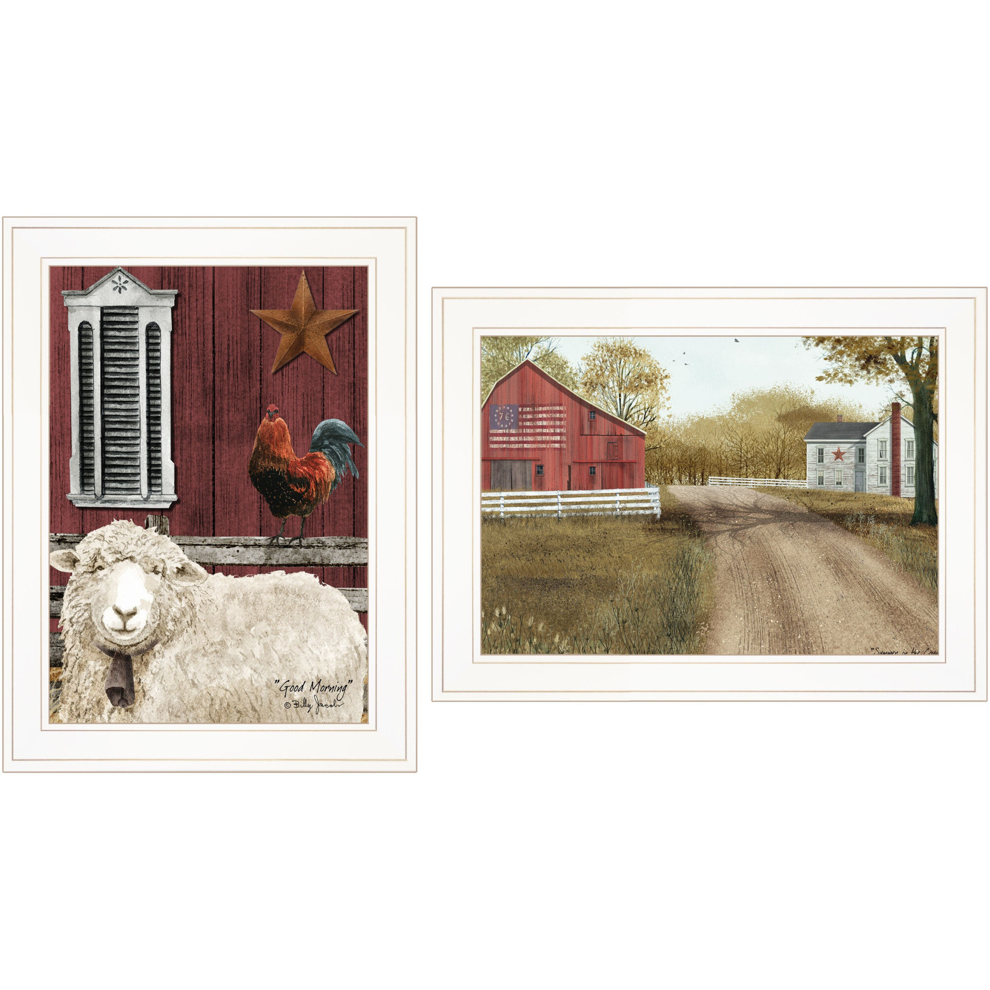 Set Of Two good Morning 1 White Framed Print Wall Art