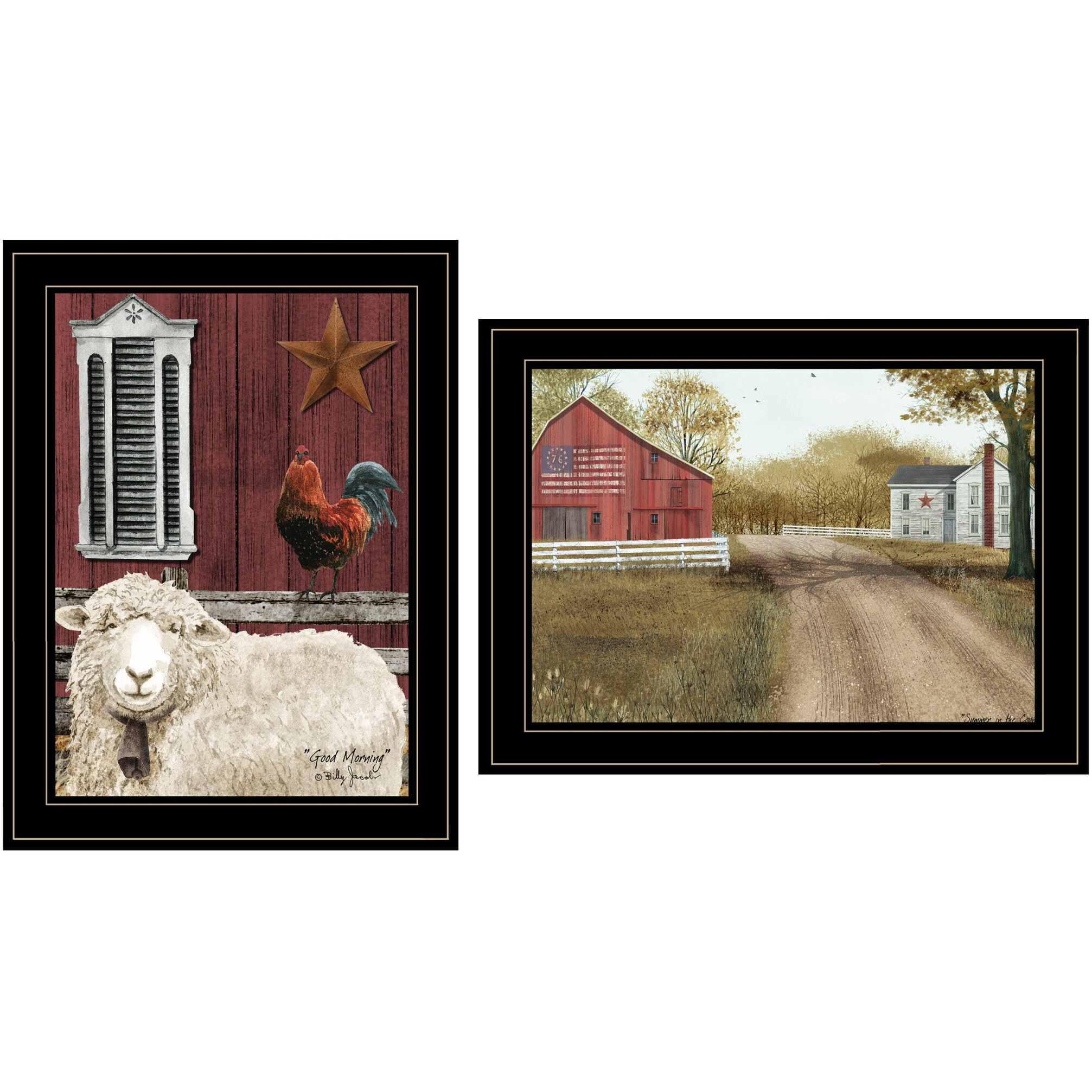 Set Of Two good Morning 2 Black Framed Print Wall Art