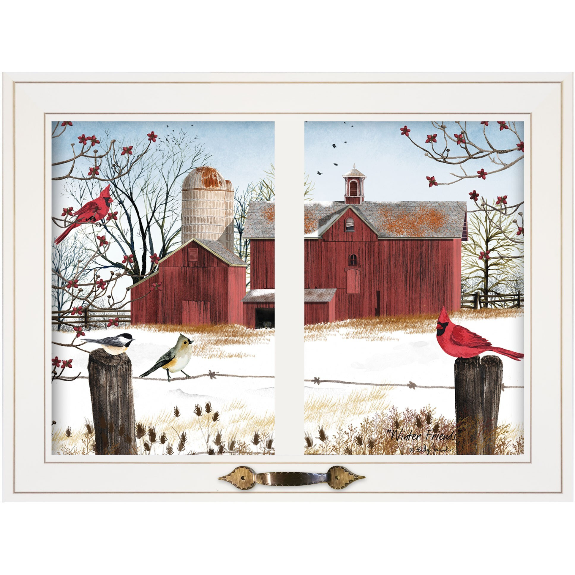 Winter Friends 5 White Framed Print Wall Art