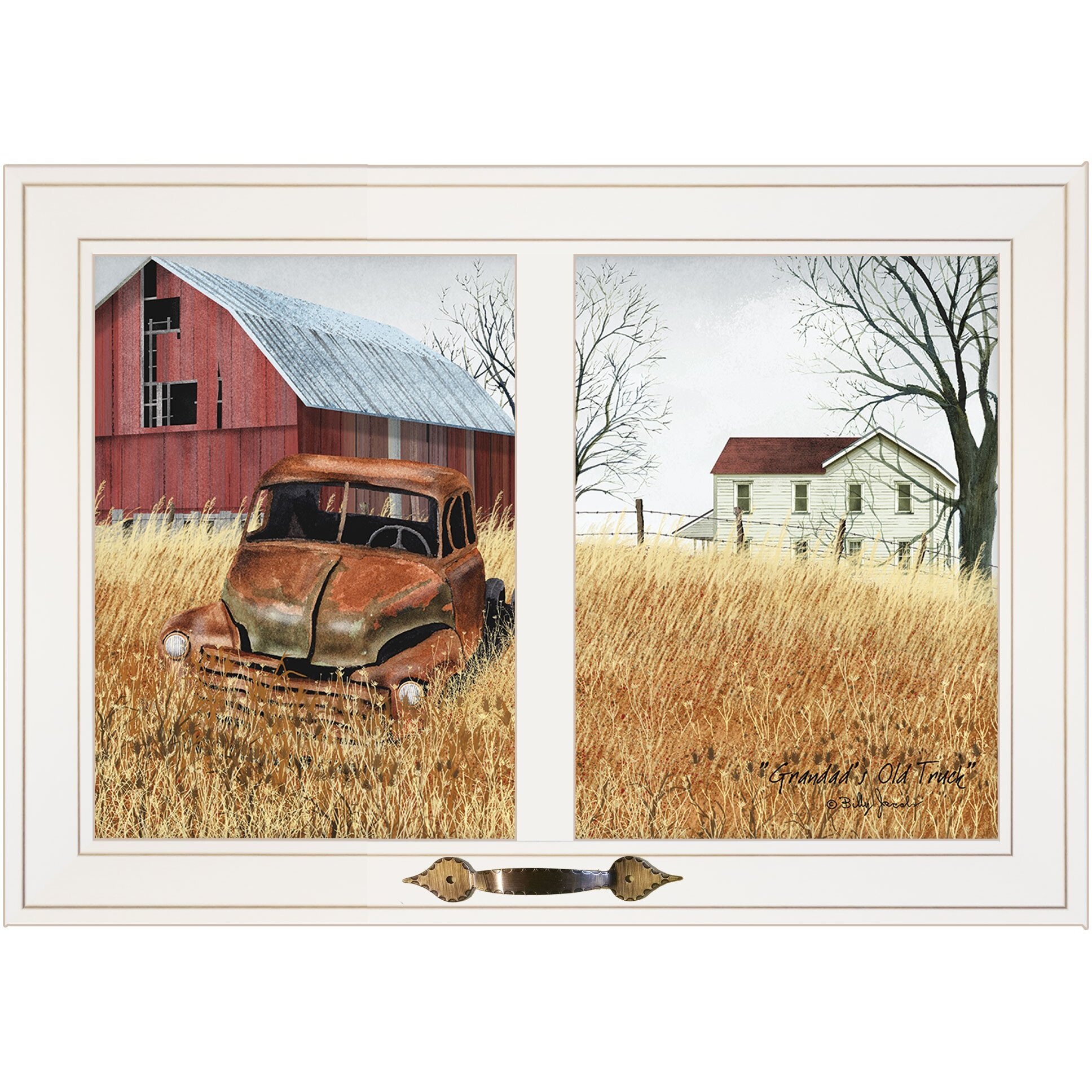 granddads Old Truck 9 White Framed Print Wall Art