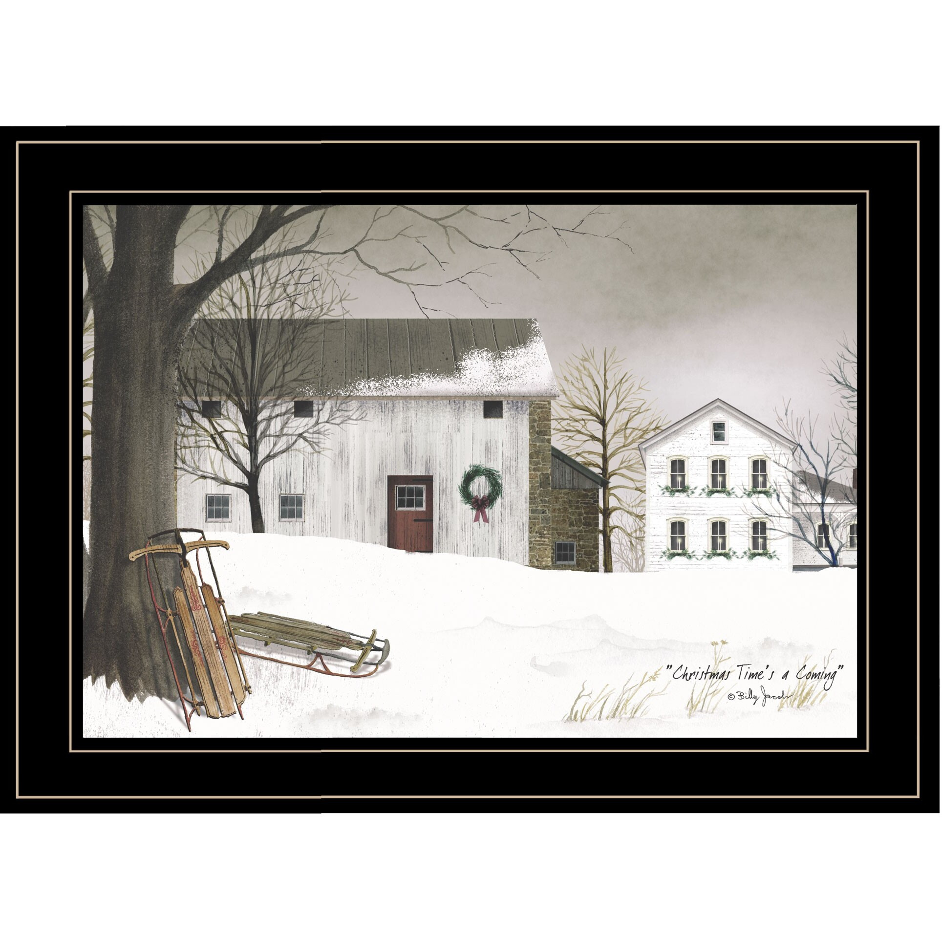 christmas Time Is coming 2 Black Framed Print Wall Art