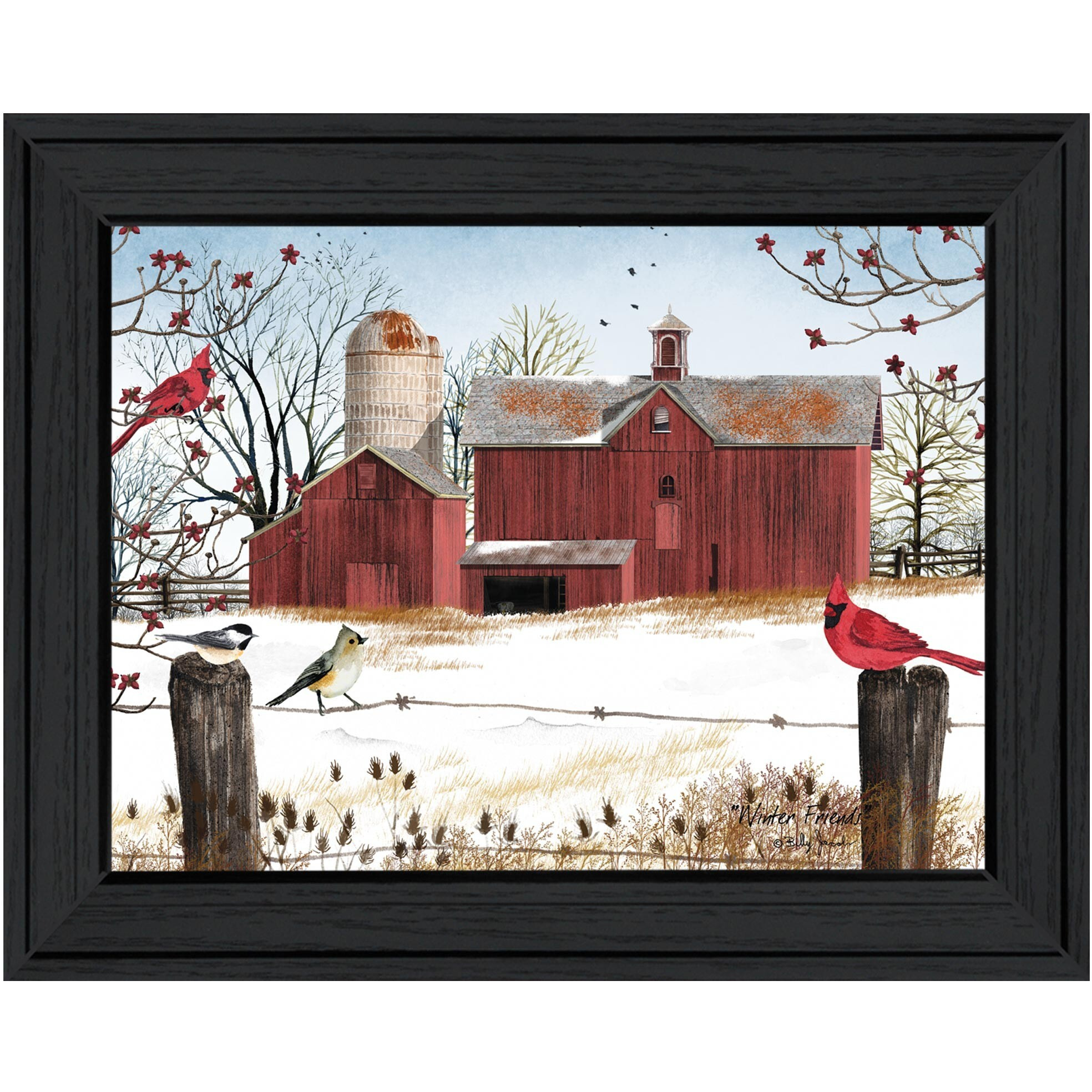 Winter Friends 4 Black Framed Print Wall Art