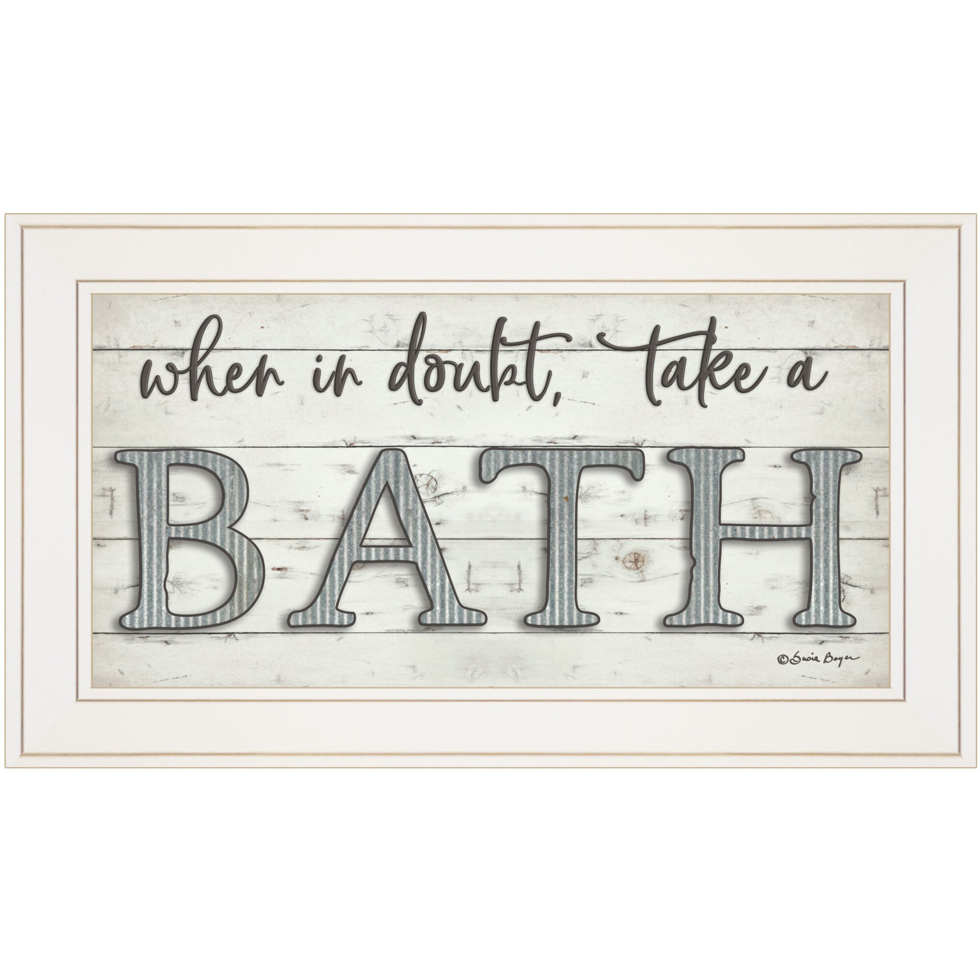 When In Doubt Take A Bath 2 White Framed Print Bathroom Wall Art