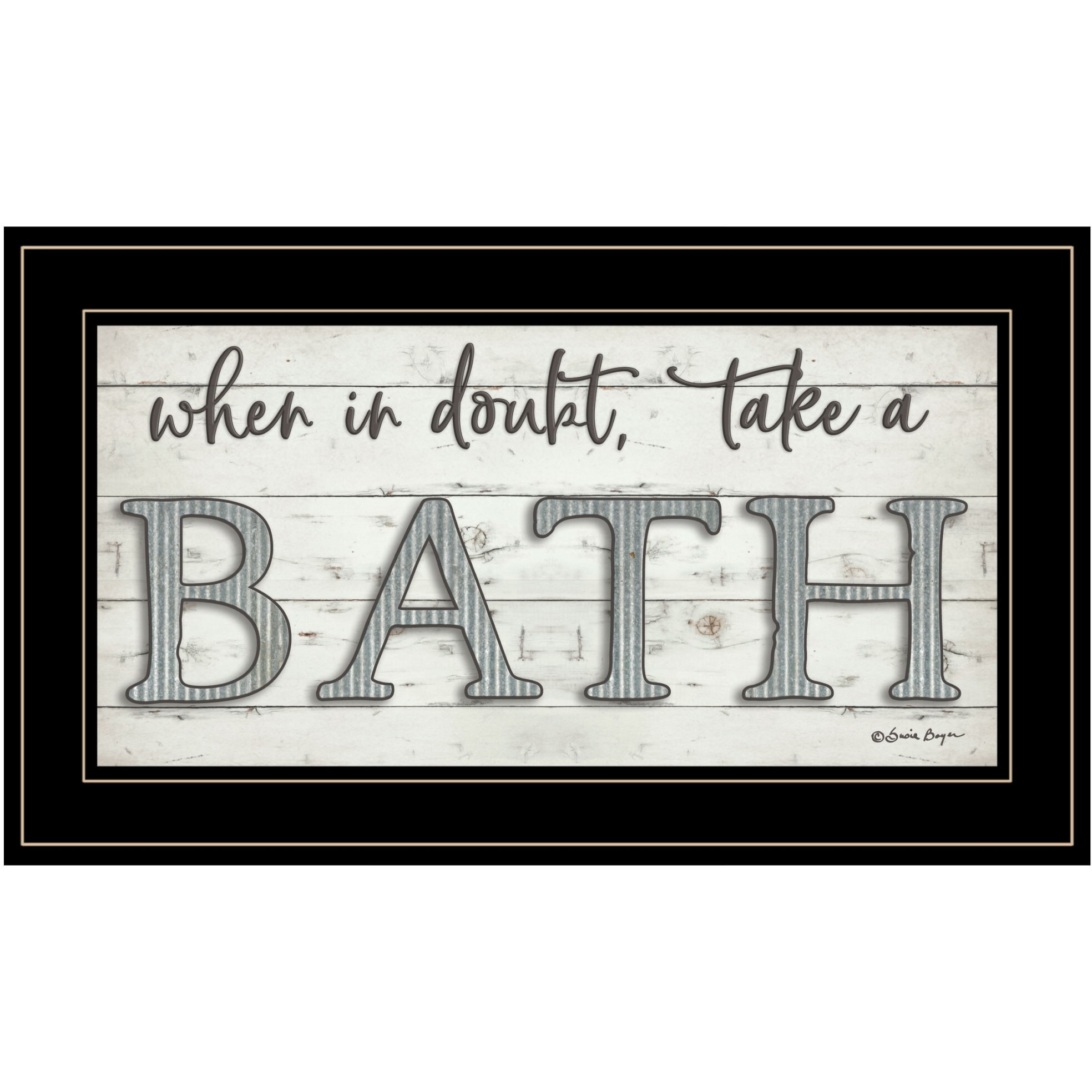 When In Doubt Take A Bath 3 Black Framed Print Bathroom Wall Art