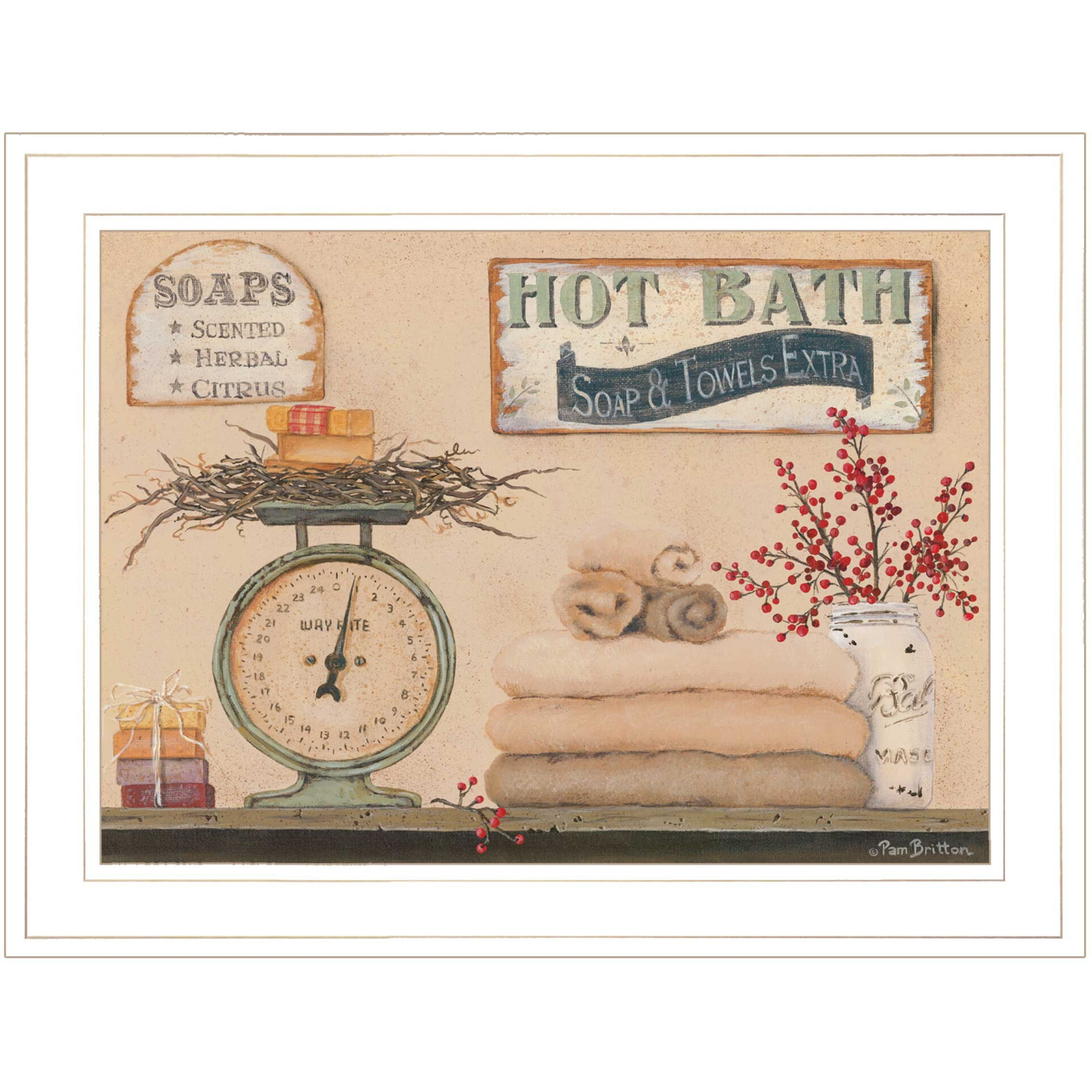 Hot Bath 16 White Framed Print Bathroom Wall Art