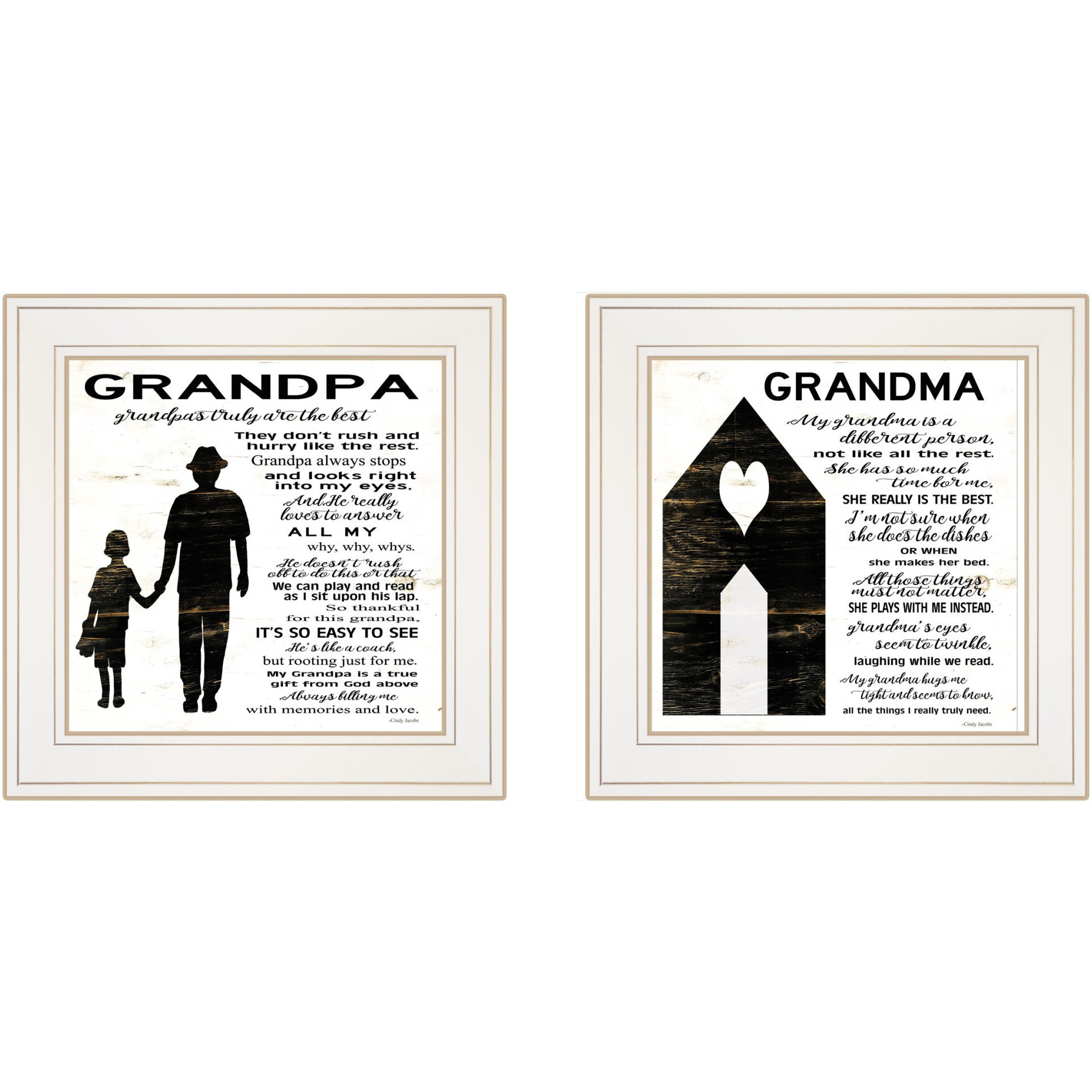 Set Of Two My grandparents Are The Best 2 White Framed Print Wall Art