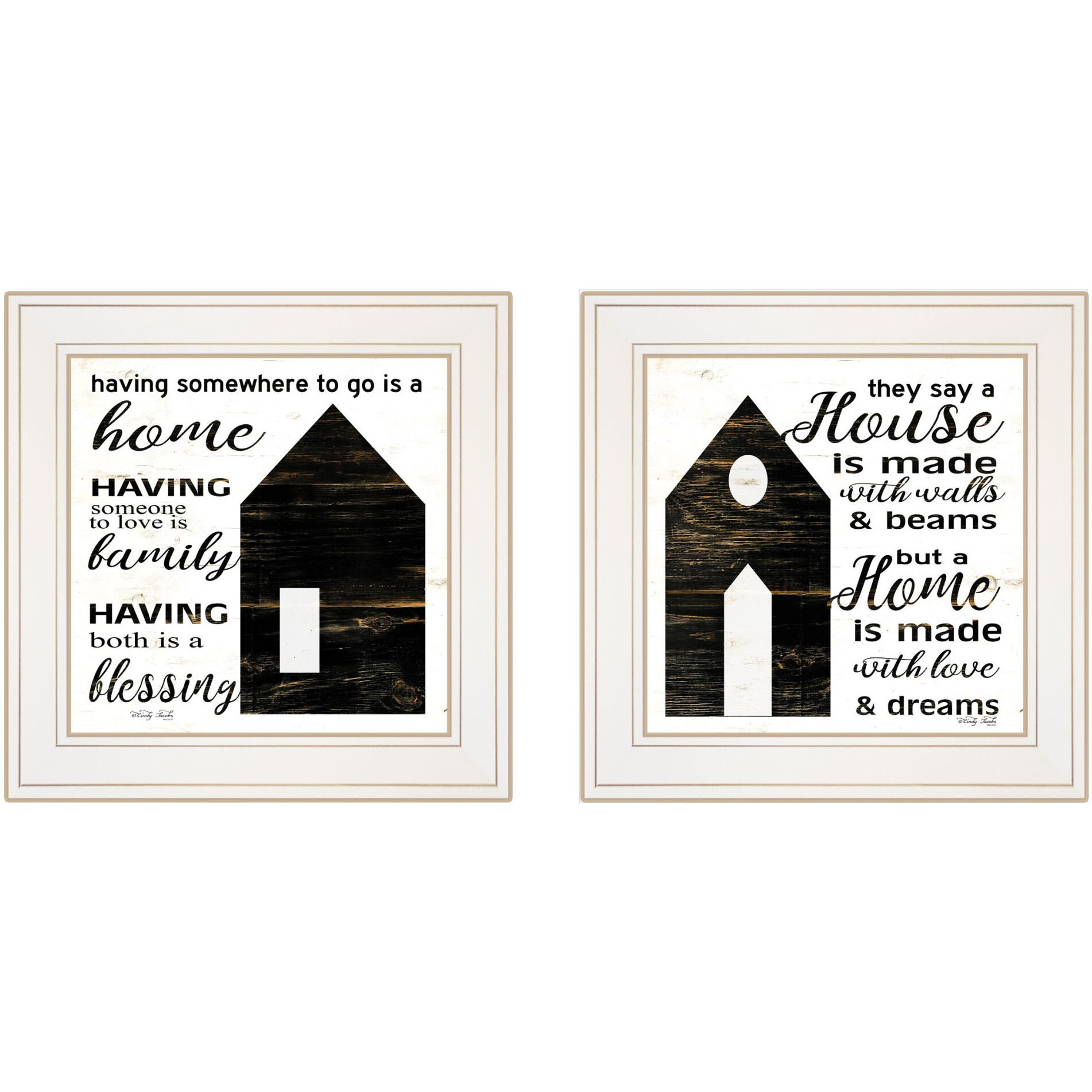 Set Of Two House Or Blessing White Framed Print Wall Art