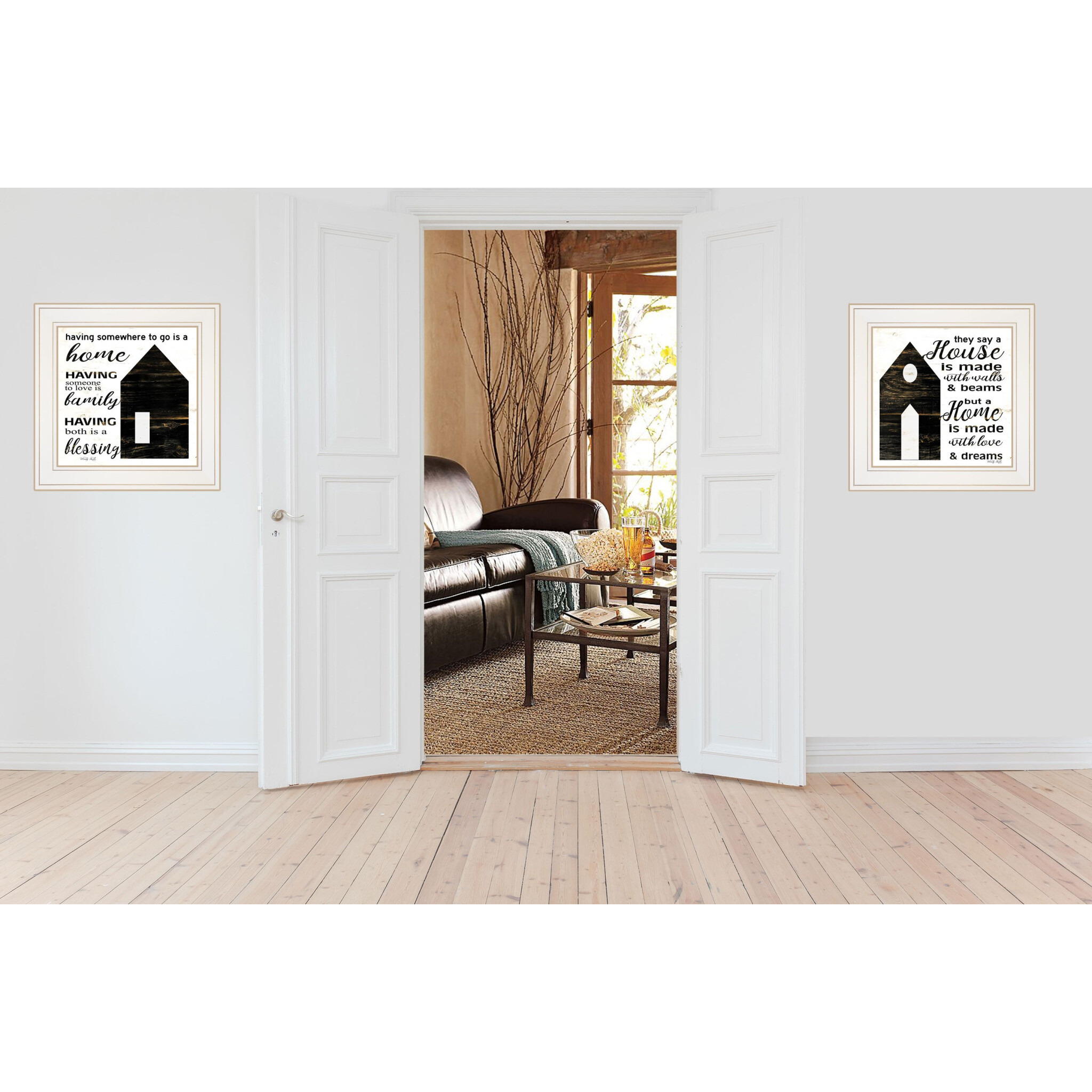 Set Of Two House Or Blessing White Framed Print Wall Art