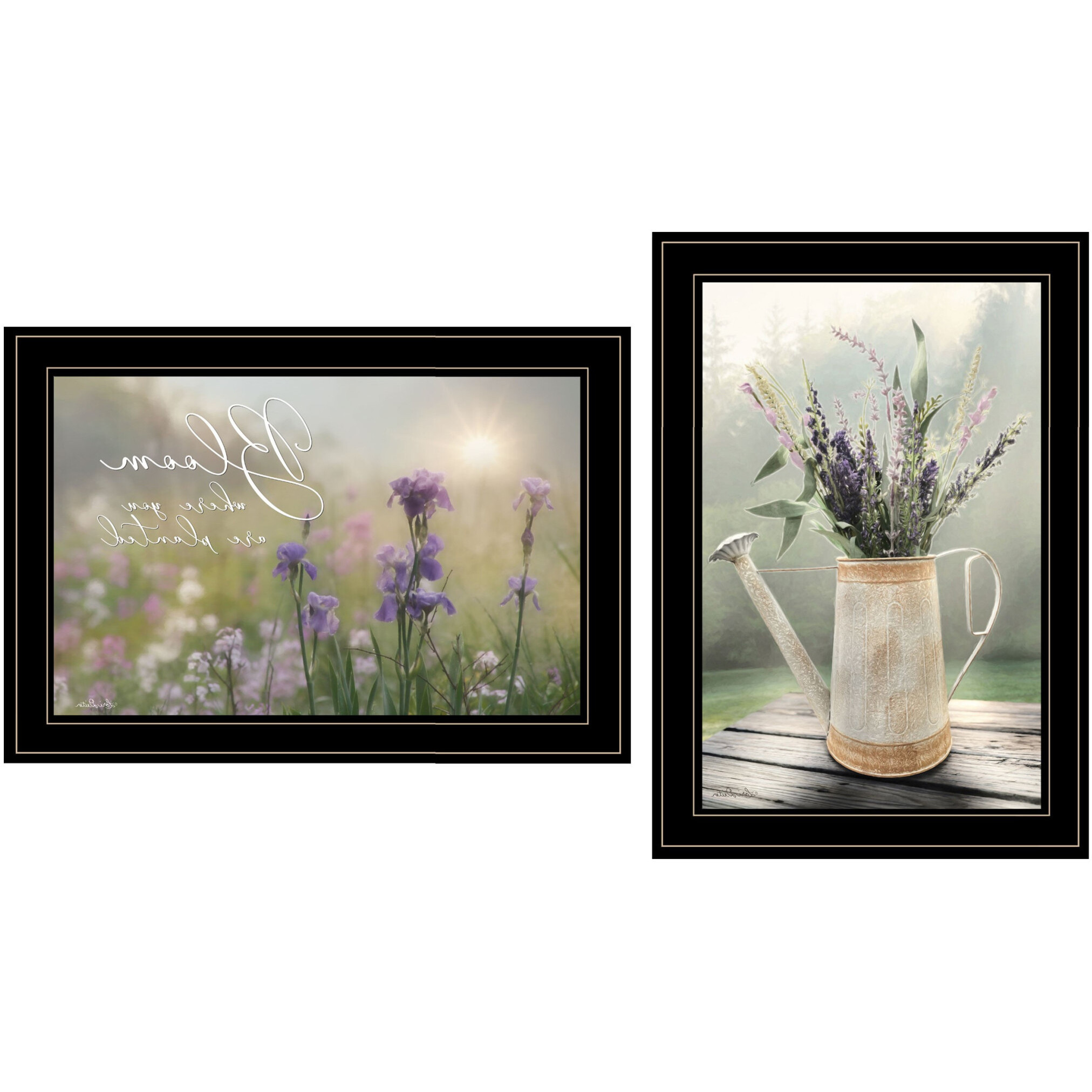 Set Of Two Bloom Where You Are Planted 2 Black Framed Print Wall Art