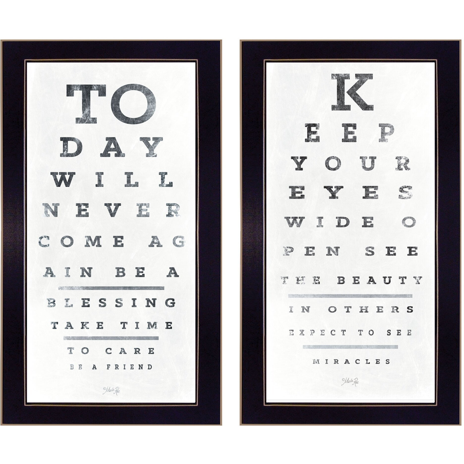 Set Of Two Eye charts 2 Black Framed Print Wall Art