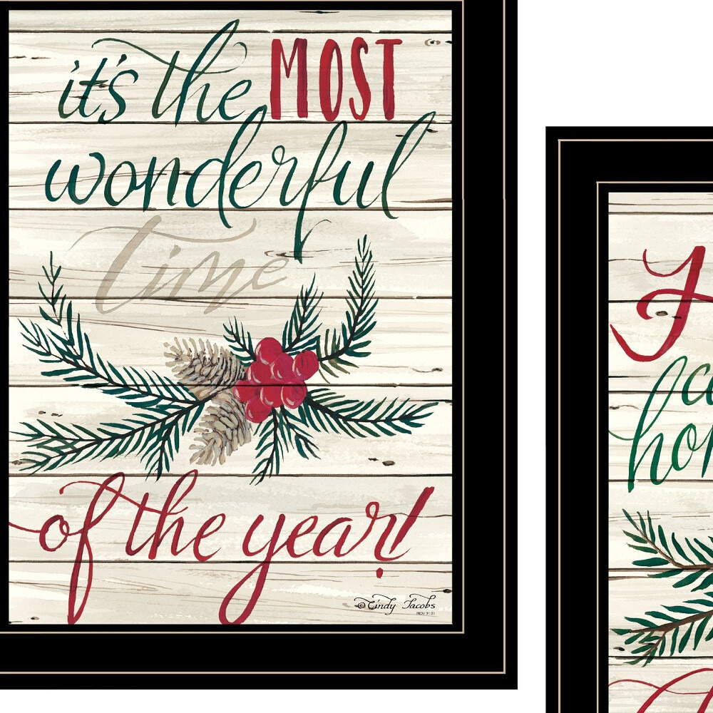 Set Of Two All Hearts come Home For christmas 2 Black Framed Print Wall Art