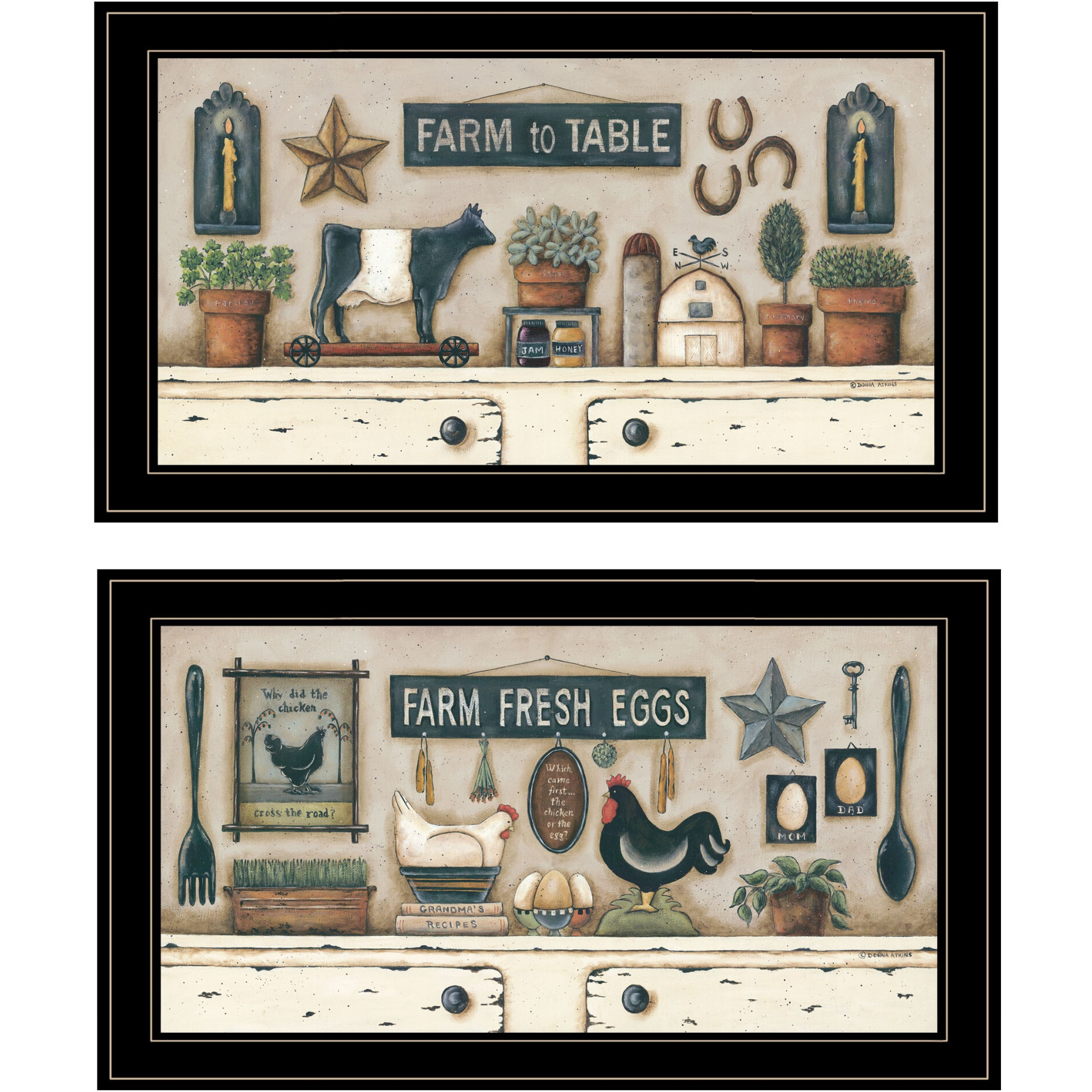 Set Of Two Farm Fresh 2 Black Framed Print Wall Art