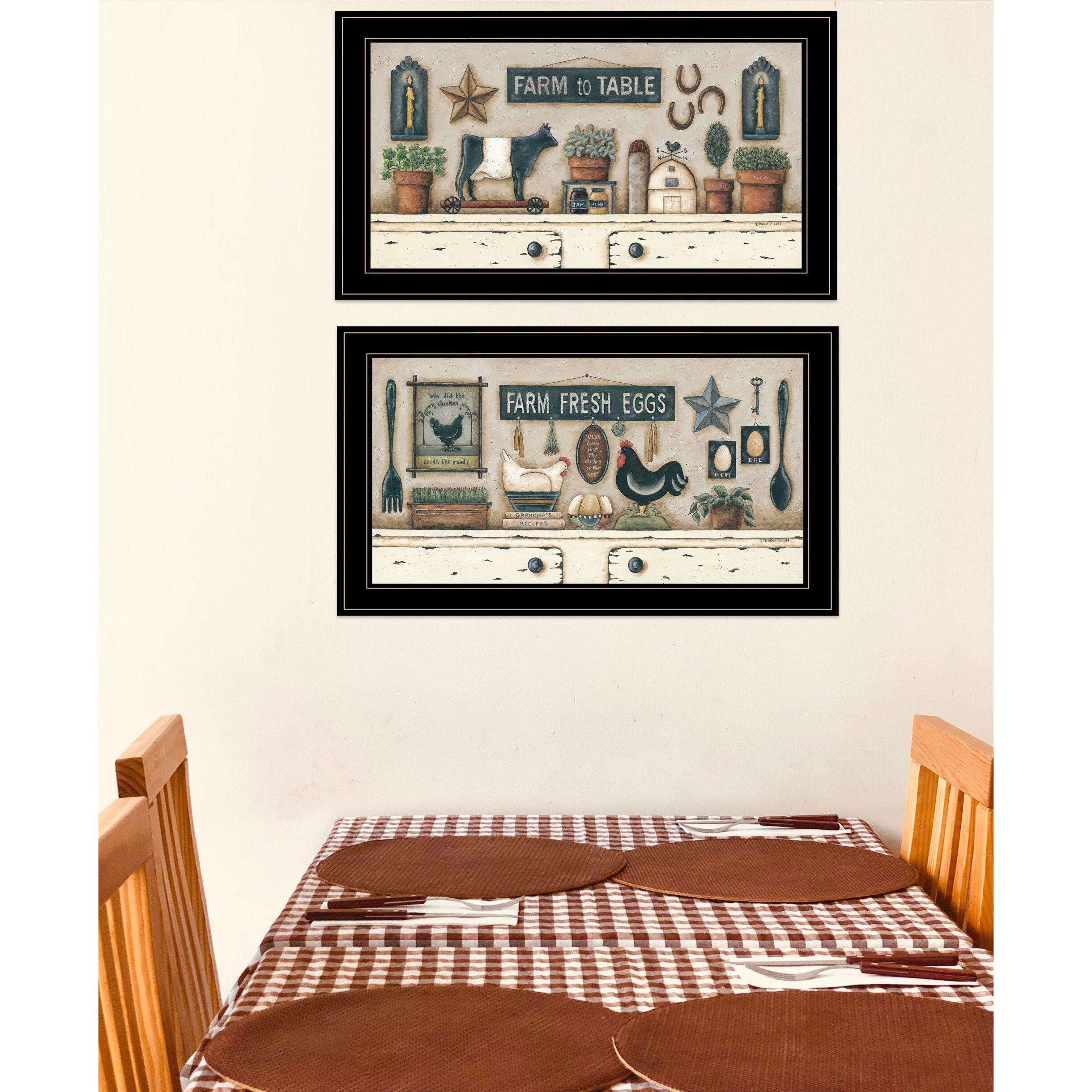 Set Of Two Farm Fresh 2 Black Framed Print Wall Art