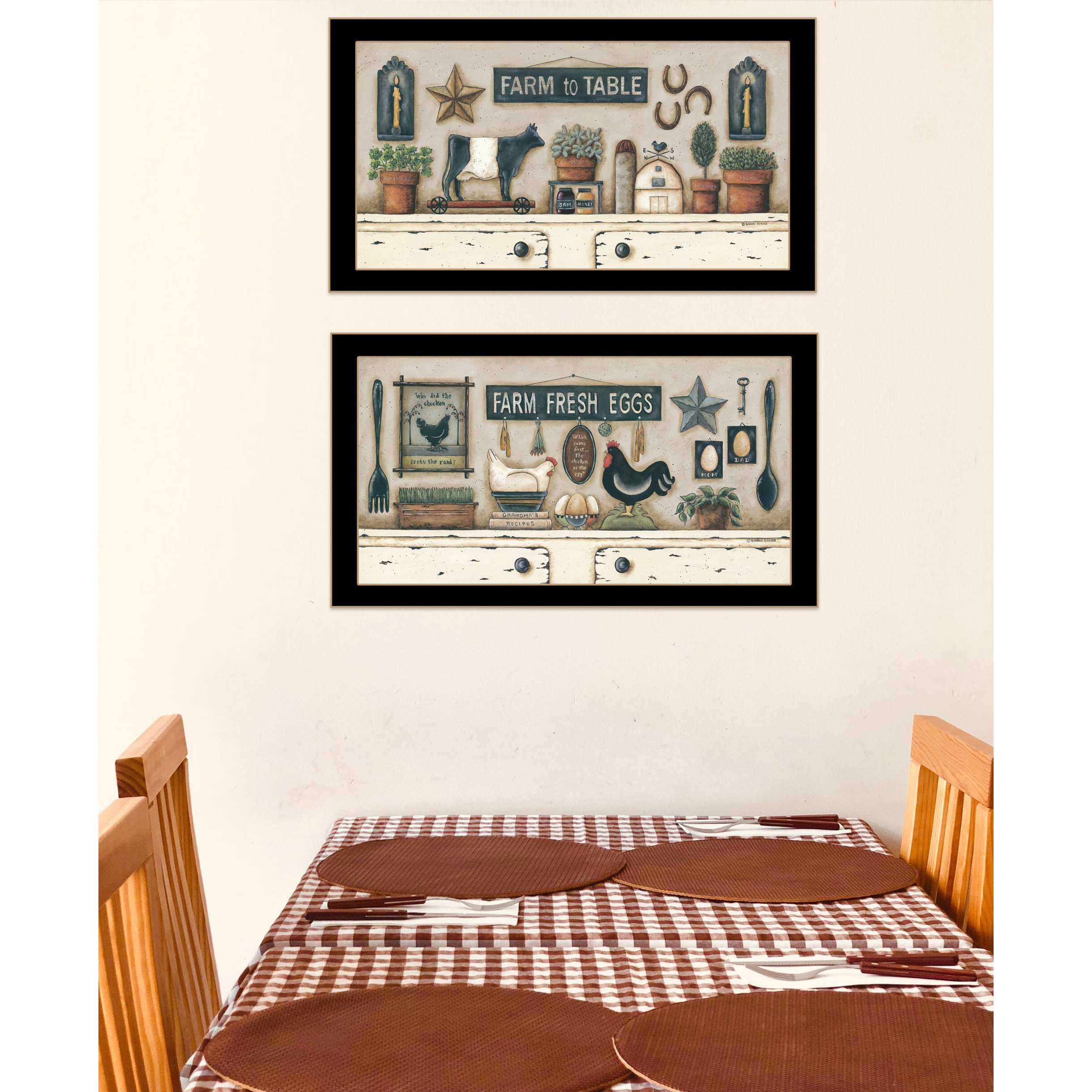 Set Of Two Farm Fresh 3 Black Framed Print Wall Art