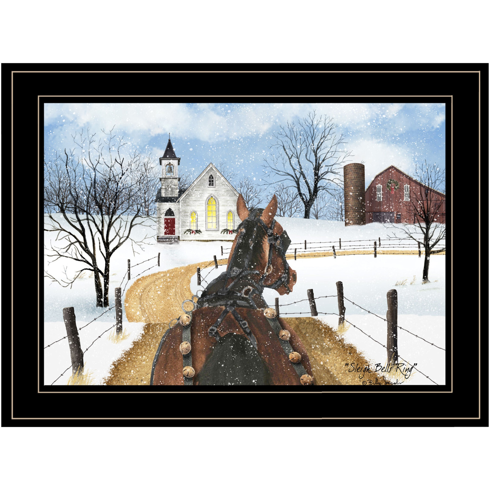 Sleigh Bells Ring 3 Black Framed Print Wall Art