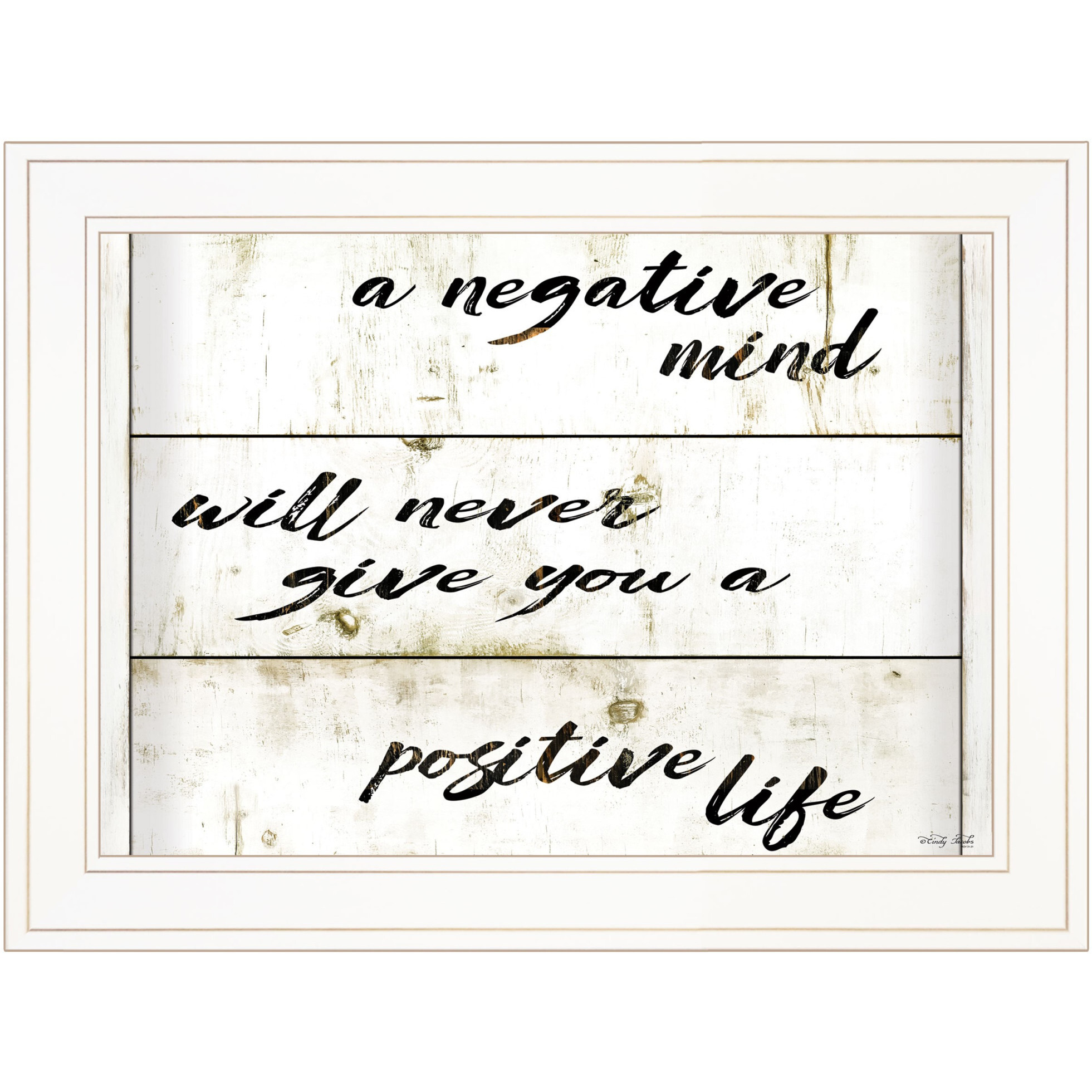 Positive Life 2 White Framed Print Wall Art