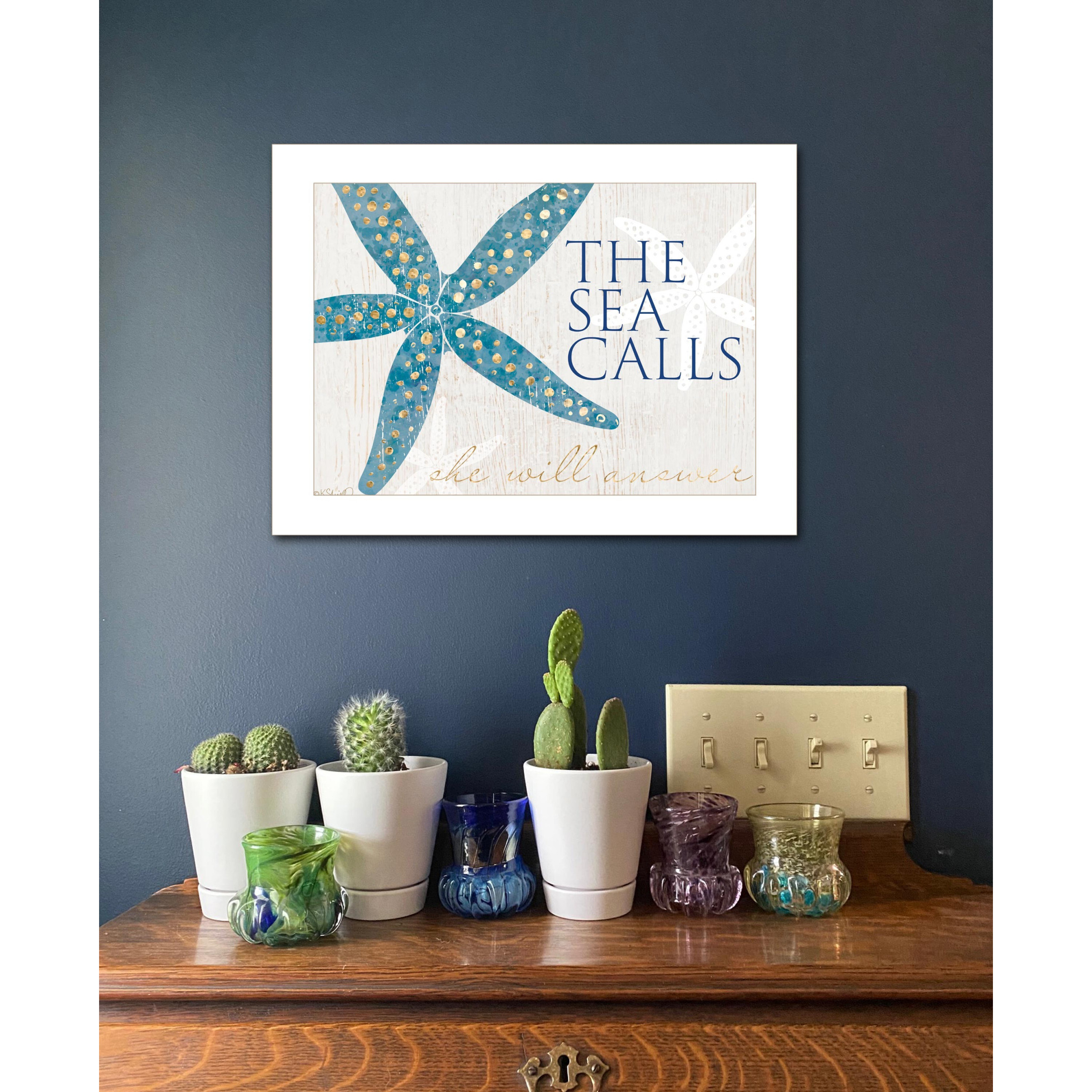 The Sea calls 1 White Framed Print Wall Art