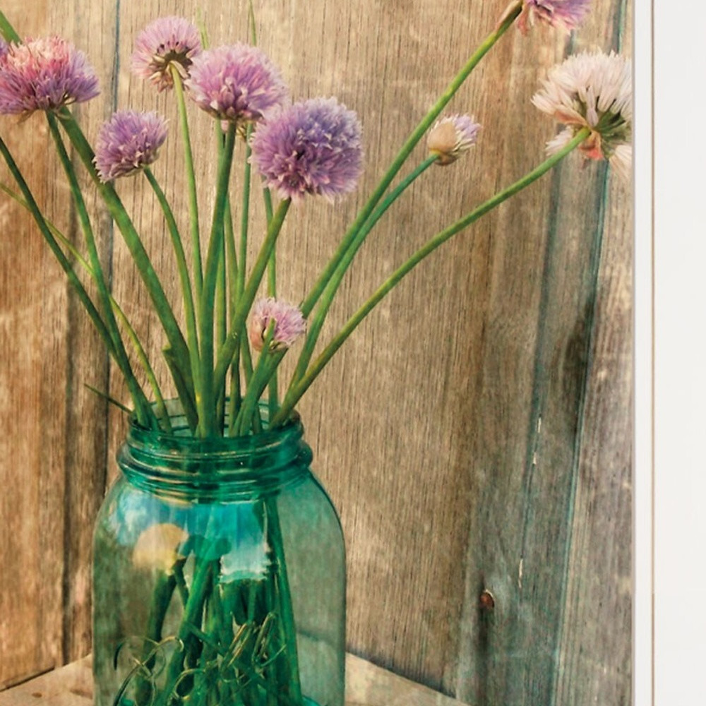 Set Of Two country Sunflowers And chives 1 White Framed Print Wall Art