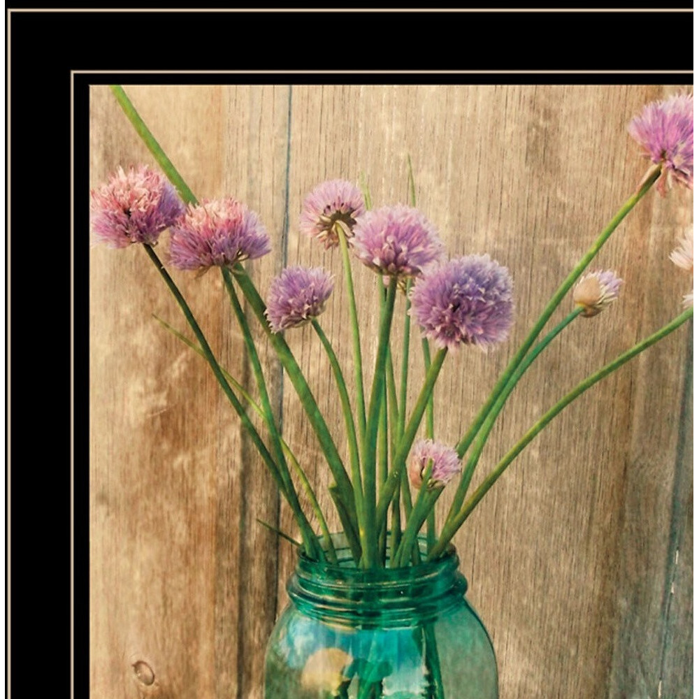 Set Of Two country Sunflowers And chives 2 Black Framed Print Wall Art