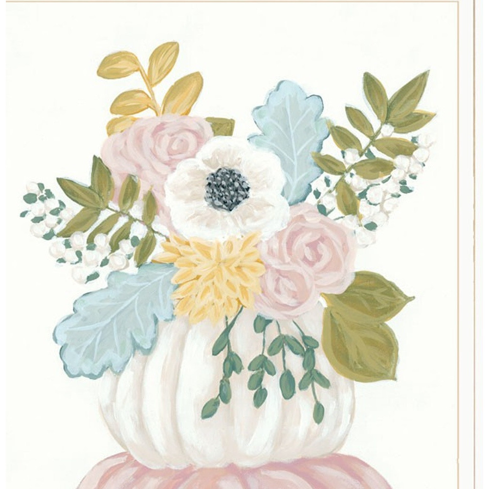 Set Of Three Floral Pumpkins 3 White Framed Print Wall Art