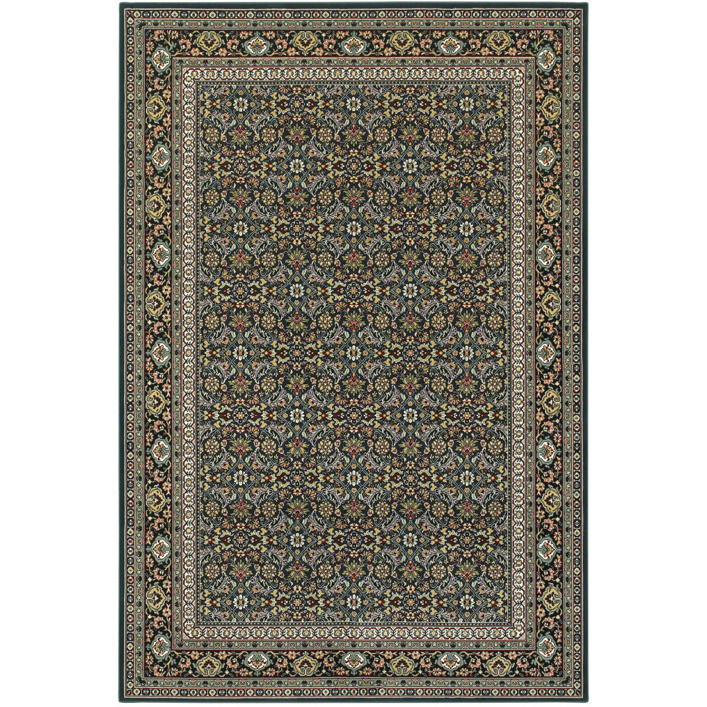 2 X 4 Navy Blue Oriental Power Loom Stain Resistant Area Rug
