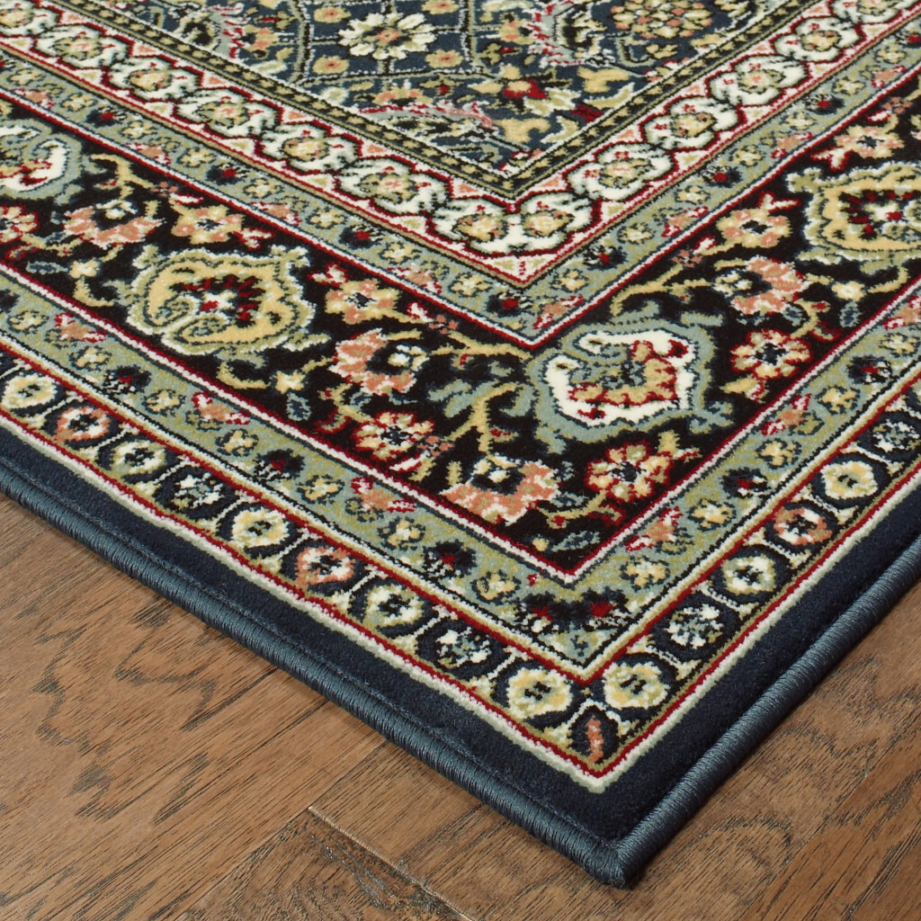 2 X 4 Navy Blue Oriental Power Loom Stain Resistant Area Rug