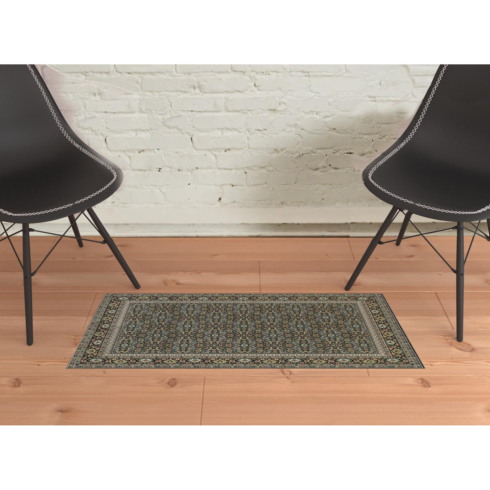 2 X 4 Navy Blue Oriental Power Loom Stain Resistant Area Rug