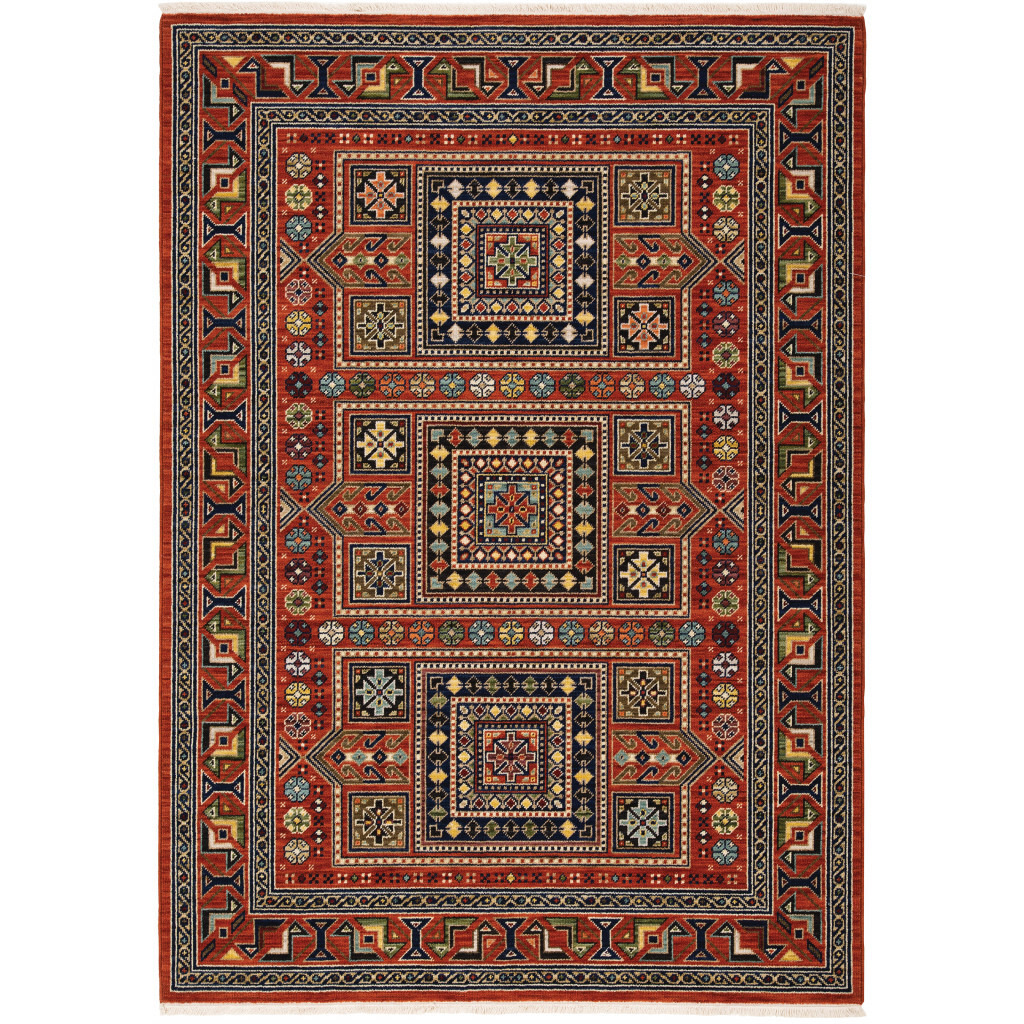 2 x 3 Blue and Red Oriental Power Loom Area Rug