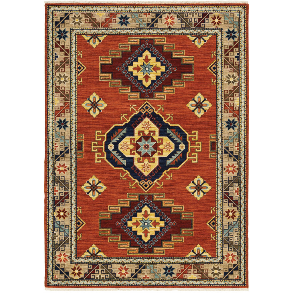 2 x 3 Red and gold Oriental Power Loom Area Rug