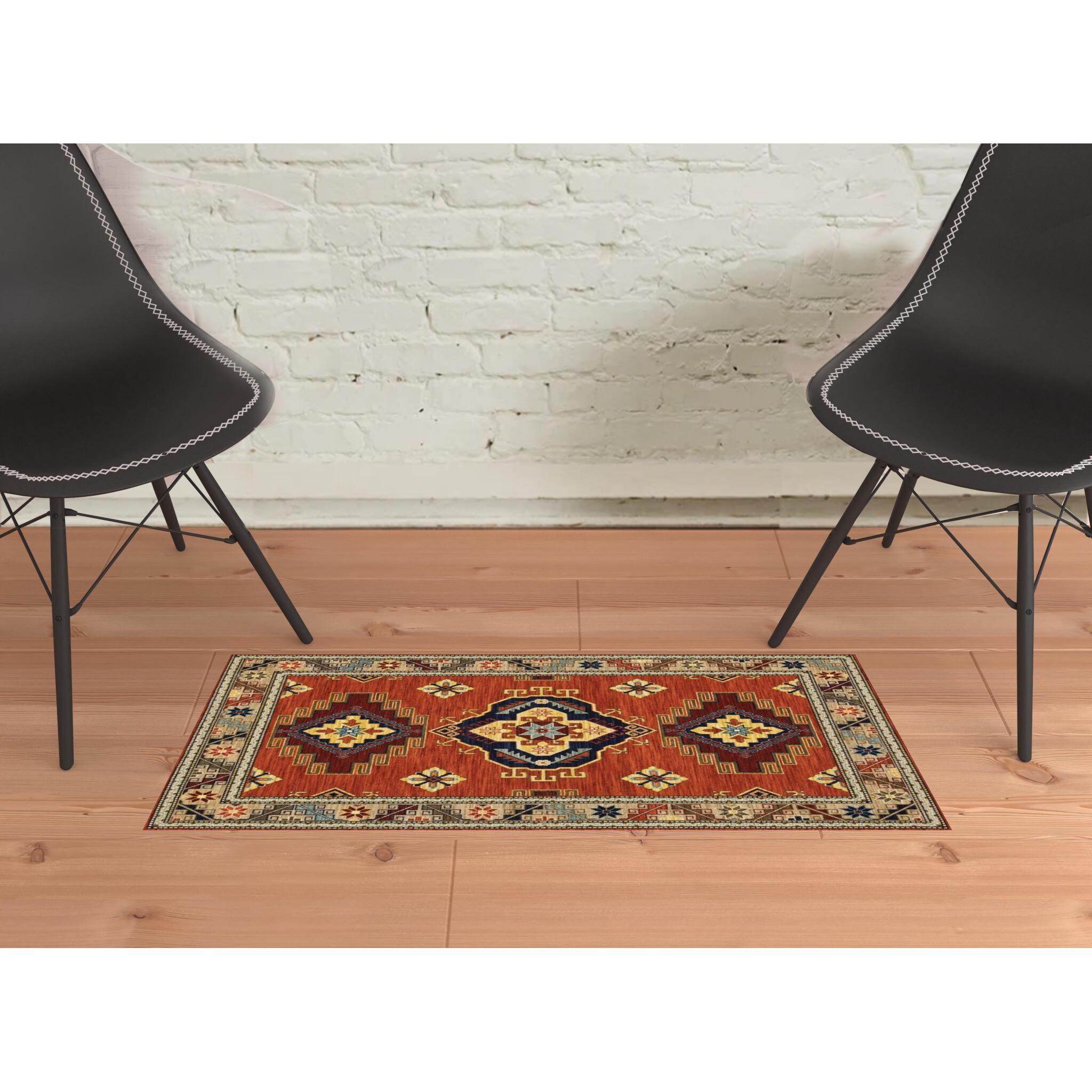 2 x 3 Red and gold Oriental Power Loom Area Rug