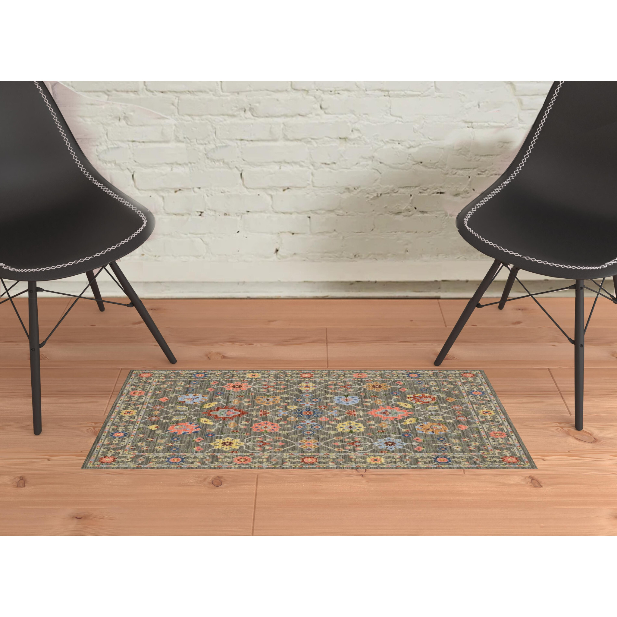 2 x 3 Blue and gray Oriental Power Loom Area Rug