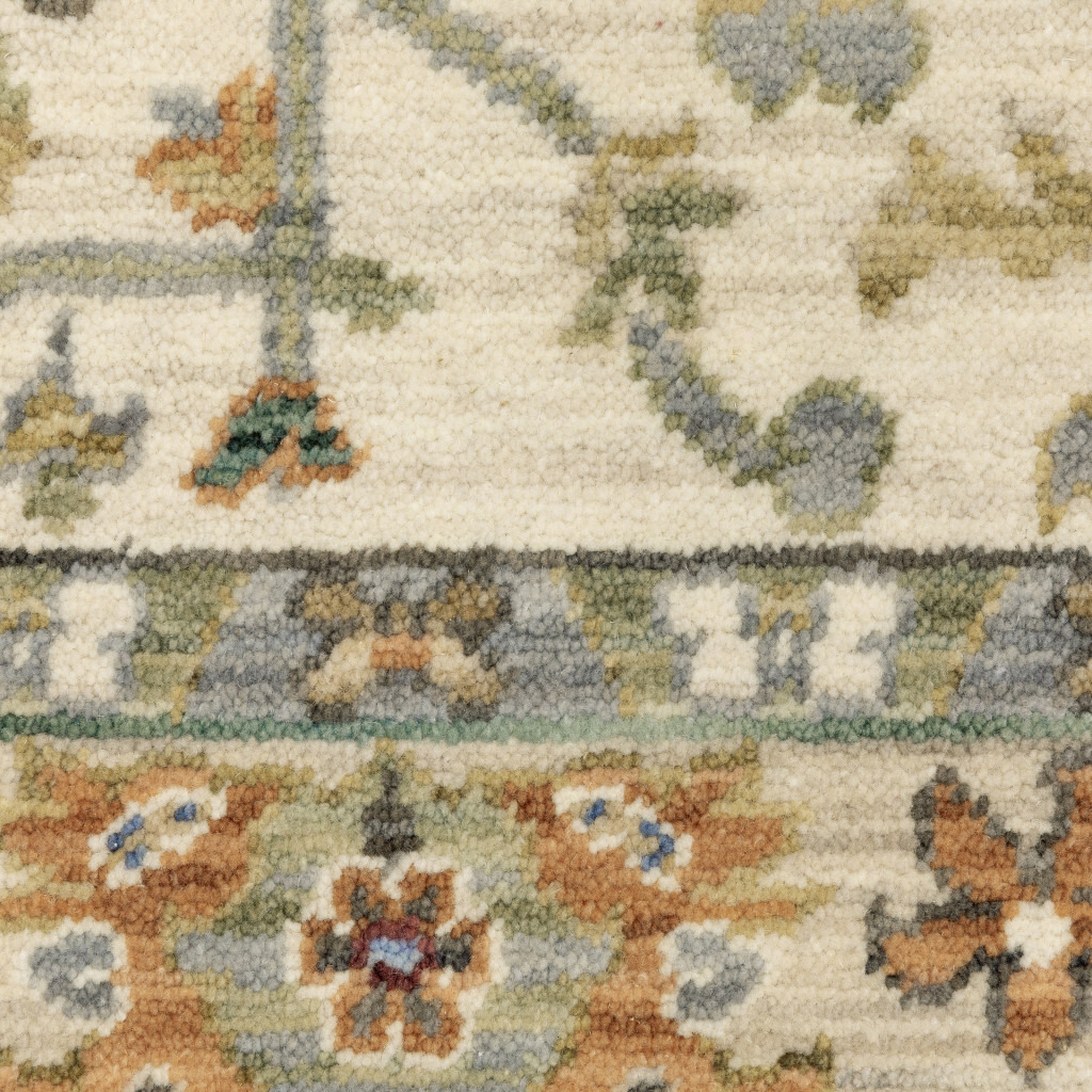 2 X 3 gray And Ivory Oriental Power Loom Area Rug With Fringe