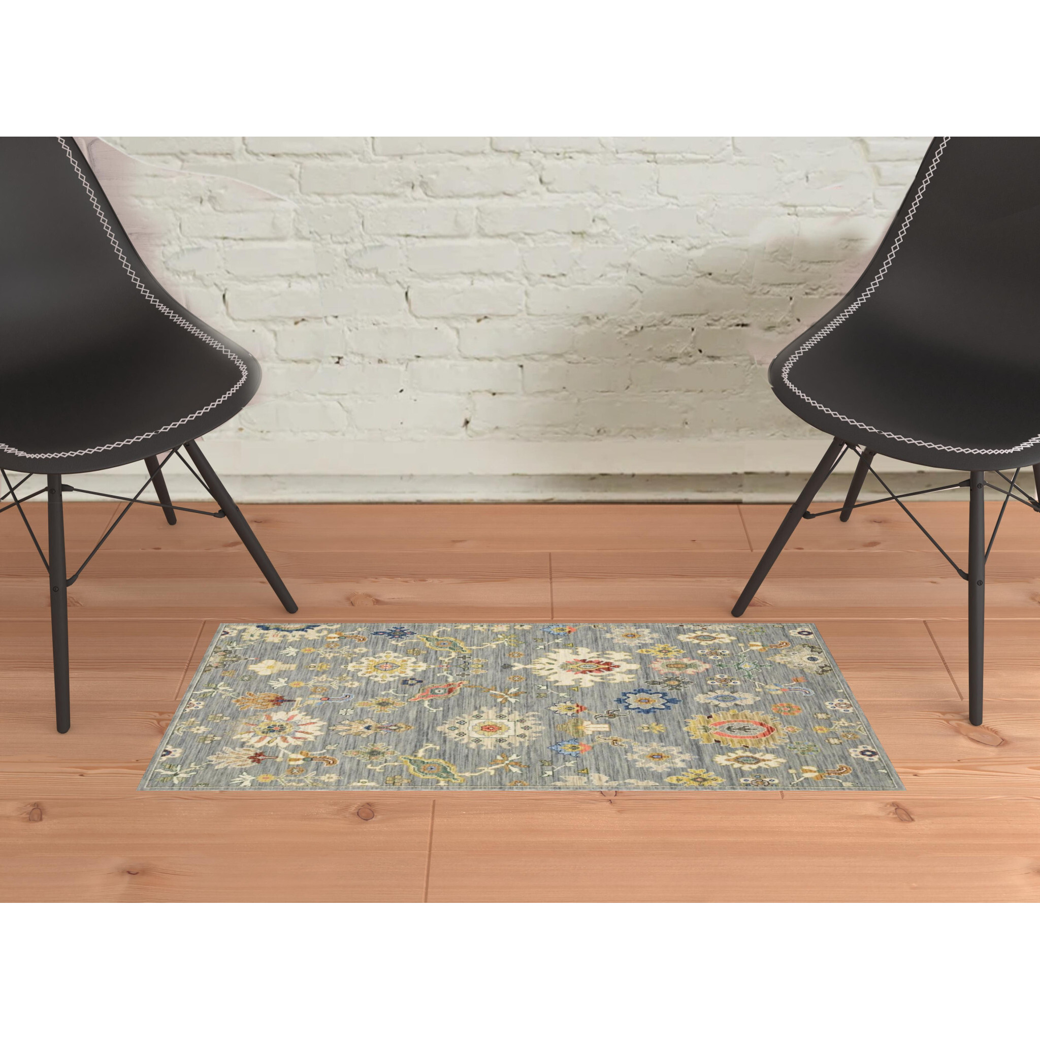 2 X 3 grey Ivory gold Salmon Red Blue And green Oriental Power Loom Stain Resistant Area Rug With Fringe